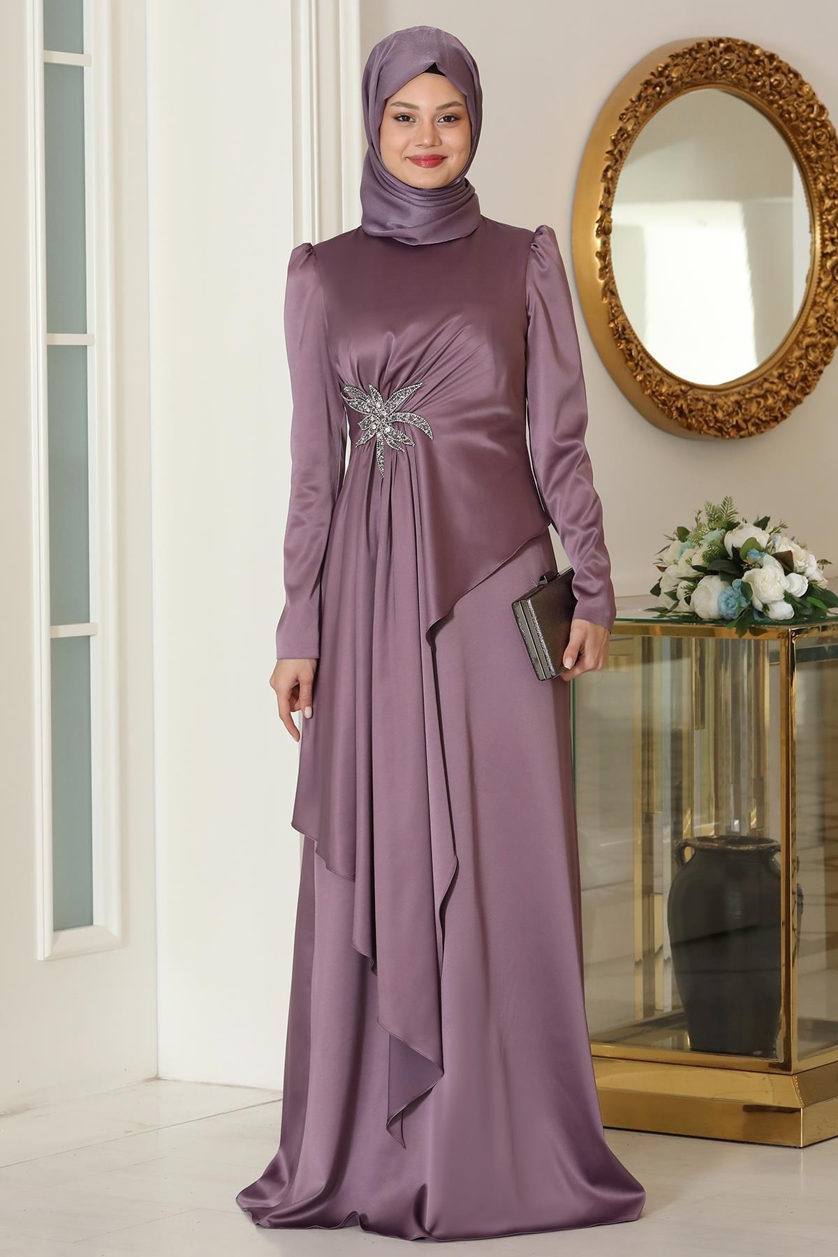Satin Evening Dress Lavander SN86