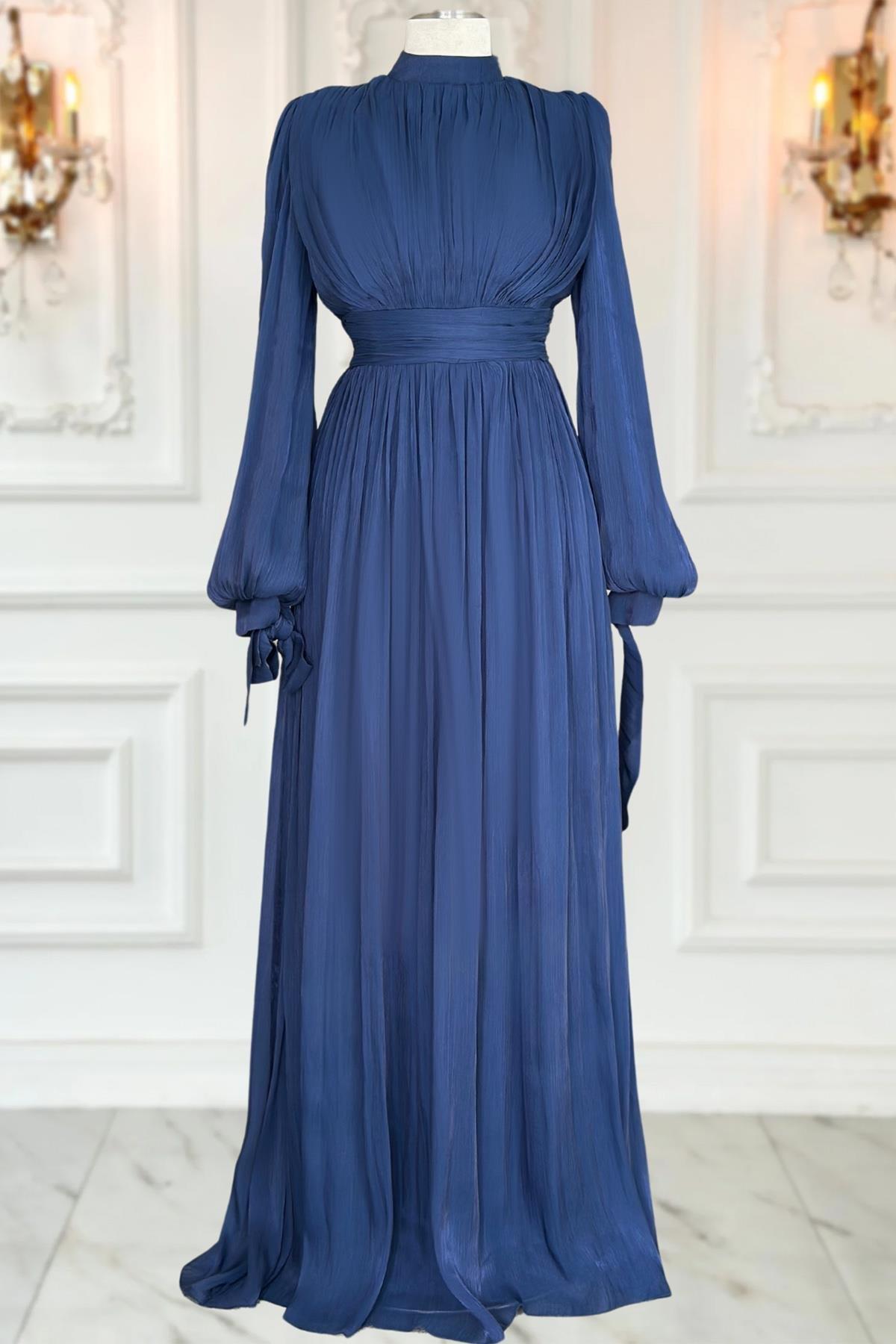 Nida Abiye Elbise Lacivert AMH1046