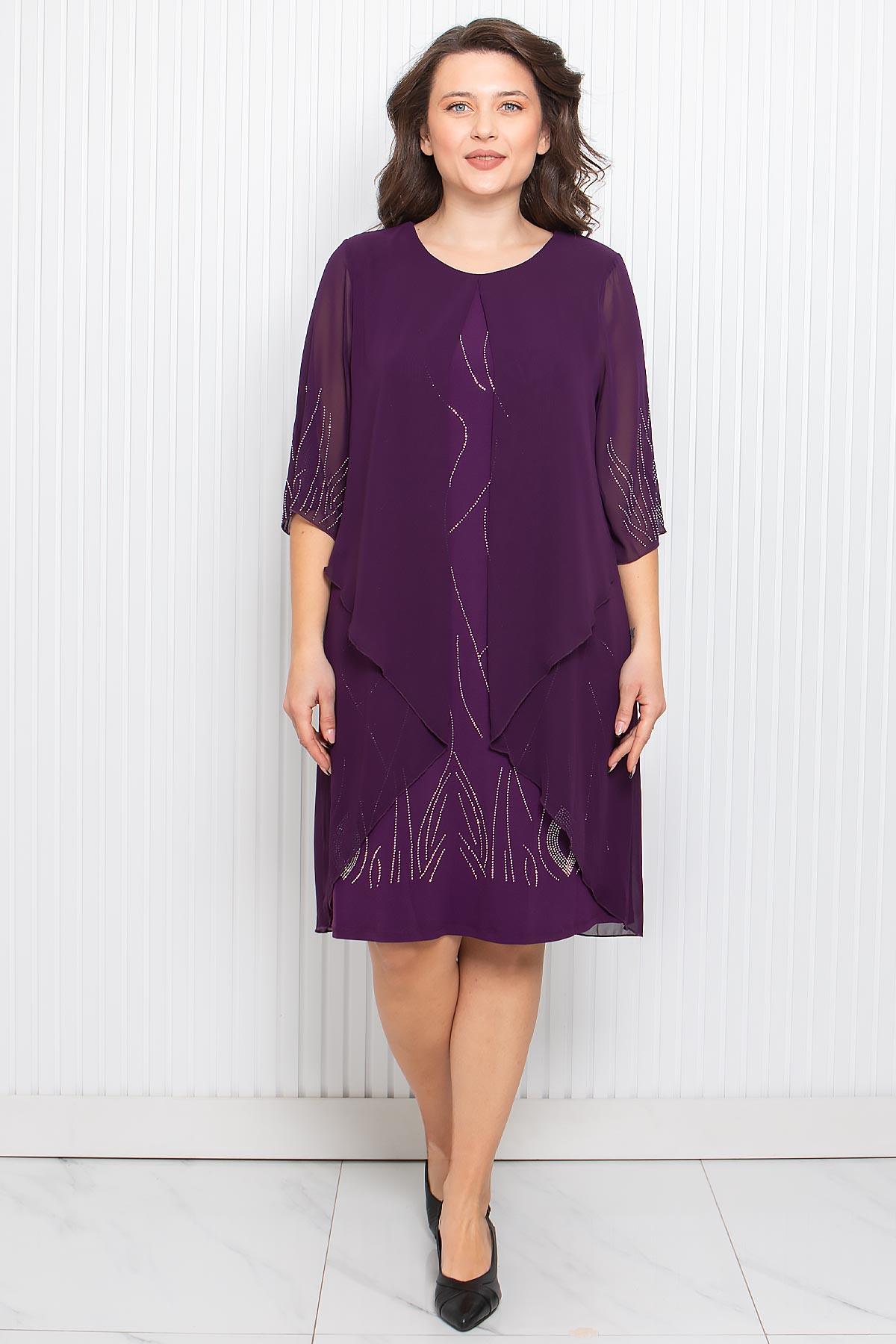 Taş Baskı Detaylı Abiye Mor MDV338