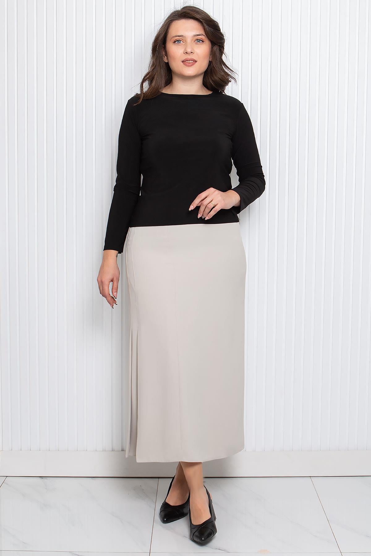 Crepe Fabric Long Skirt Ecru MDA2116
