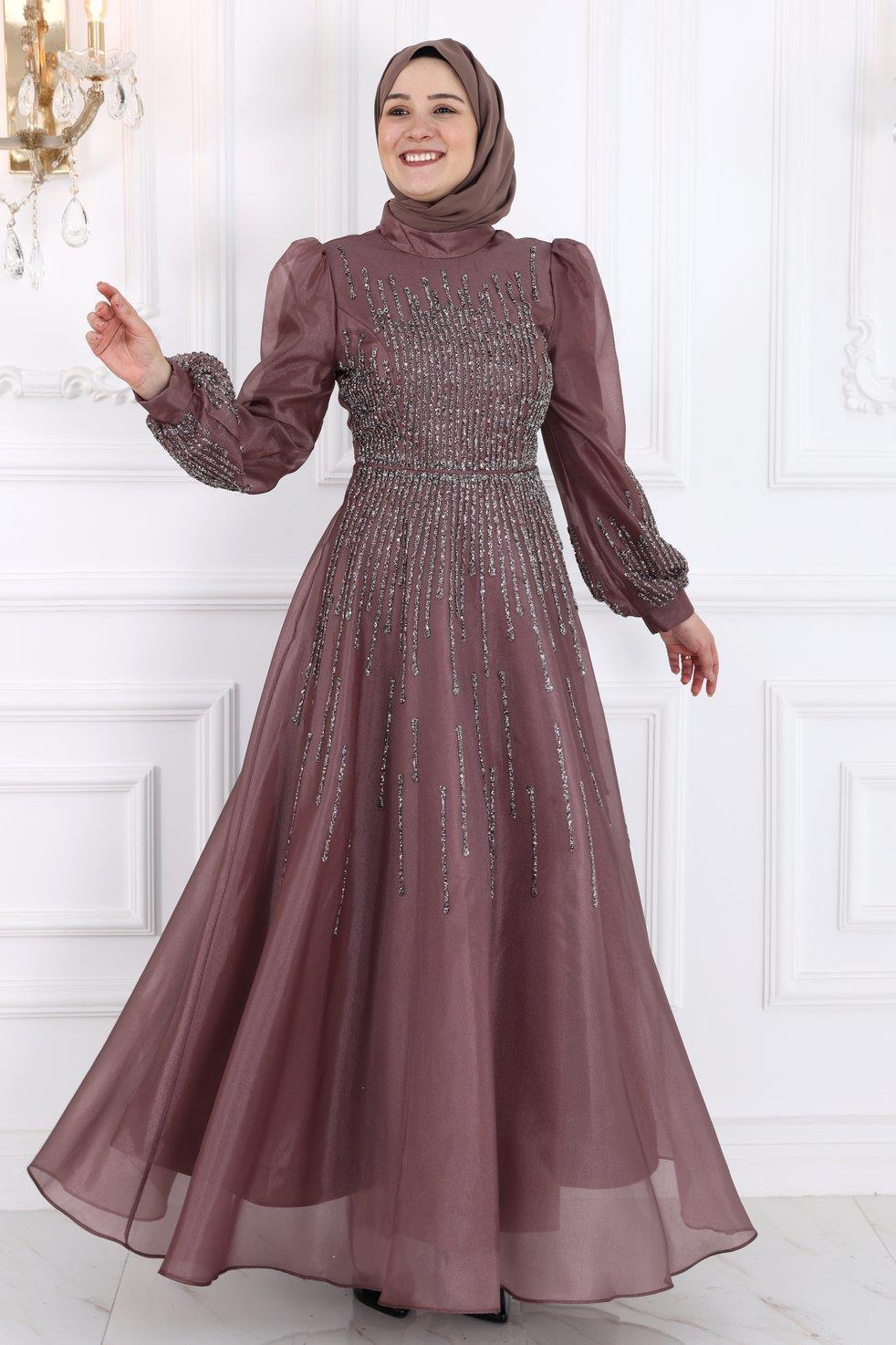 Robe de Soirée En Satin Rose Dry AMH992