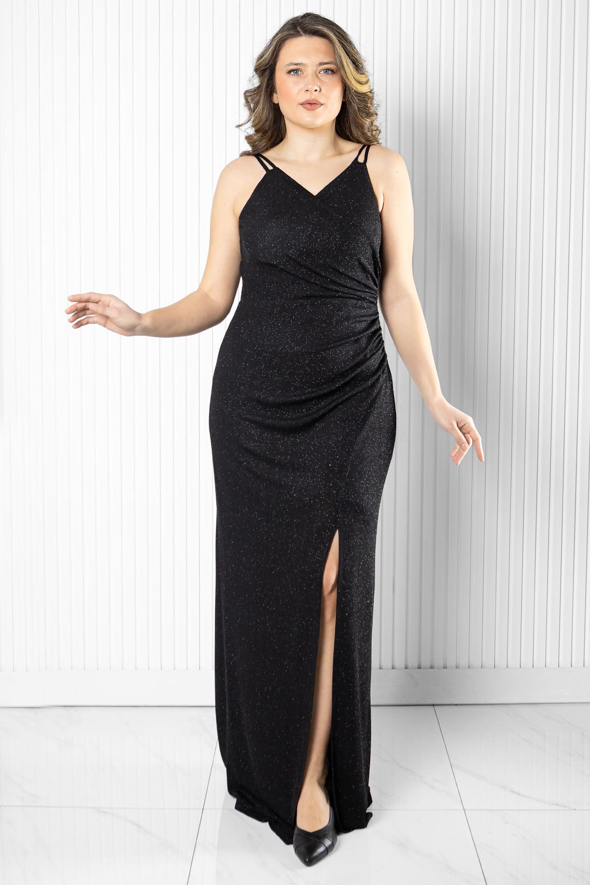 Simli Abiye Elbise Siyah MDA2509