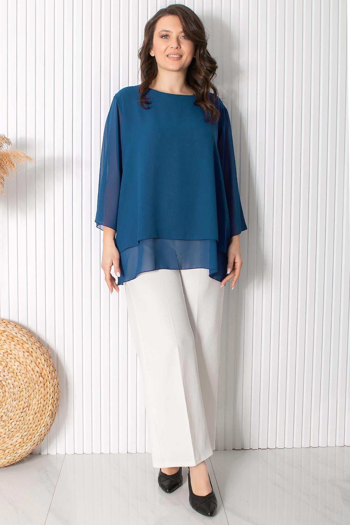 Şifon Tunik Petrol FHM924