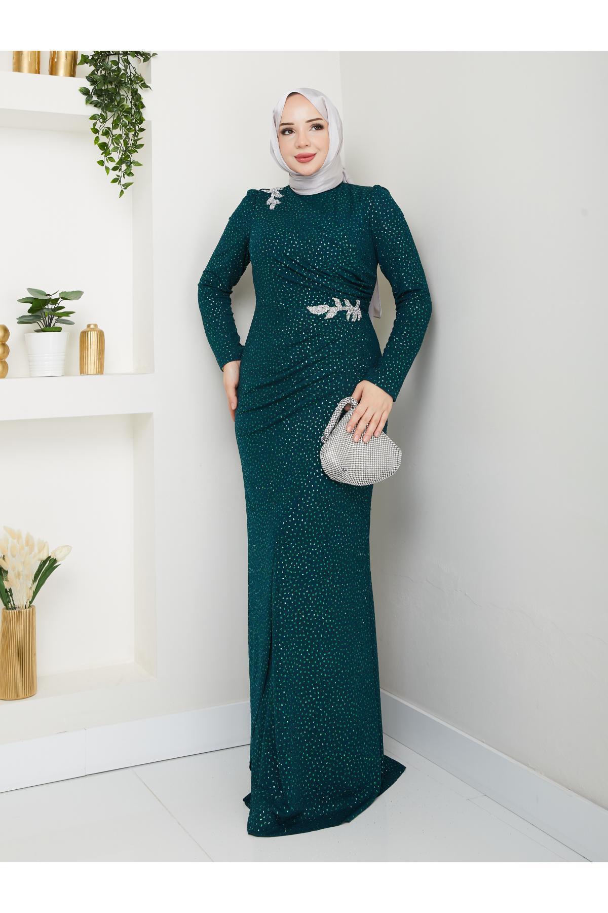 Puantiyeli Masal Abiye Zümrüt ESM14