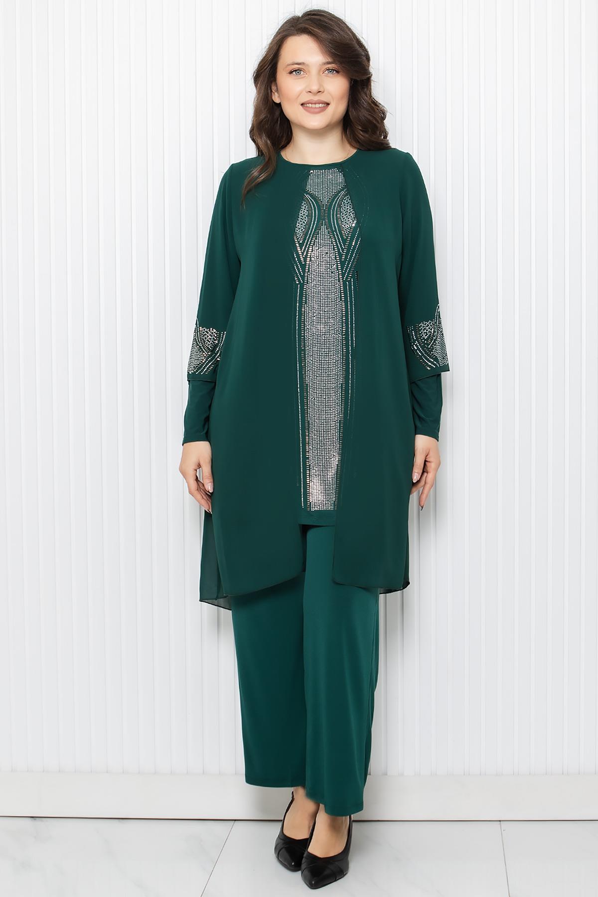 Taş Baskı Detaylı İkili Takım Zümrüt FHM952