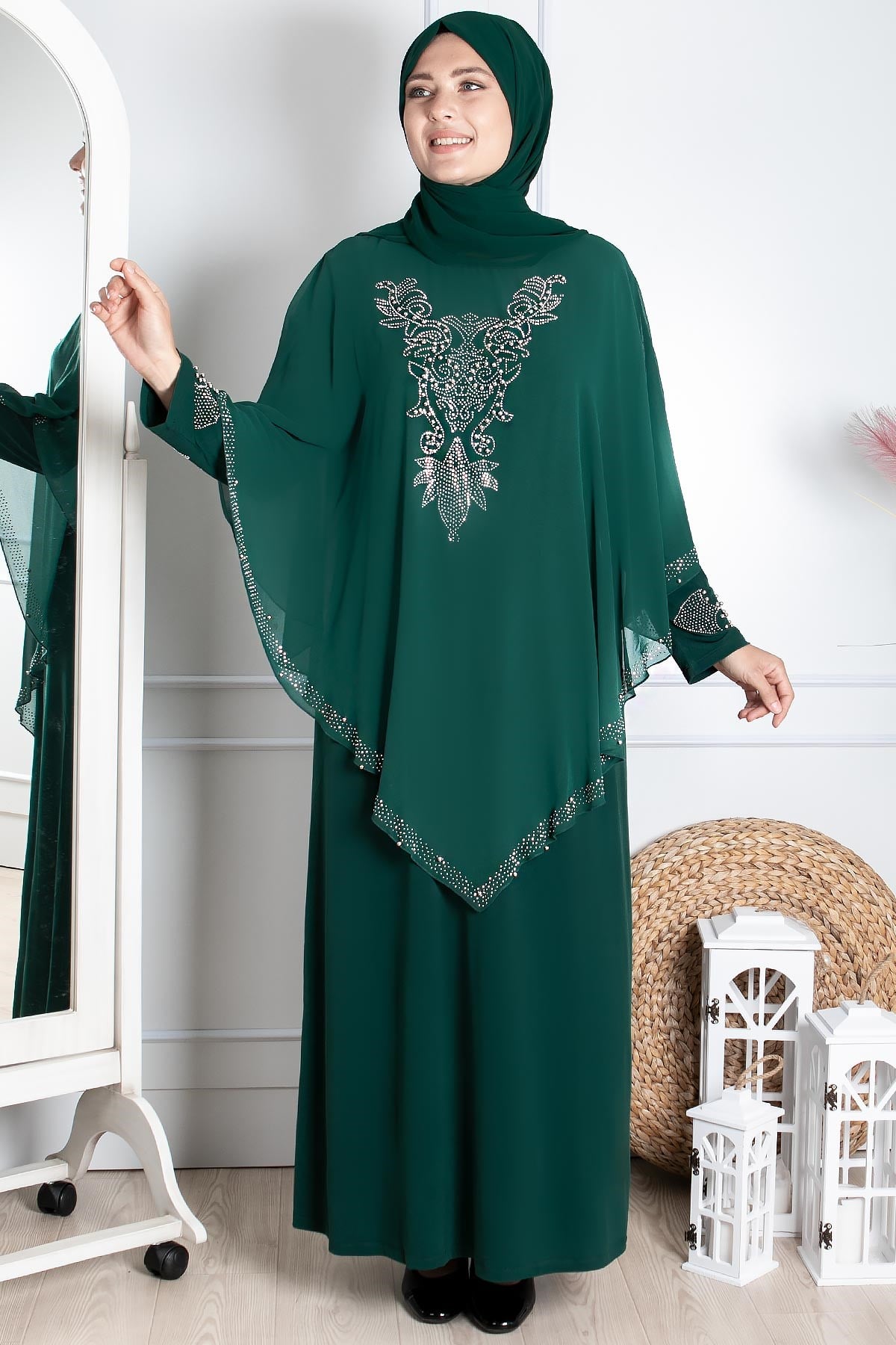 Abendkleid - Lycra - Ohne Innenfutter - Rundhalsausschnitt - Smaragdgrün - FHM642FHM642-ZÜMRÜTFahima