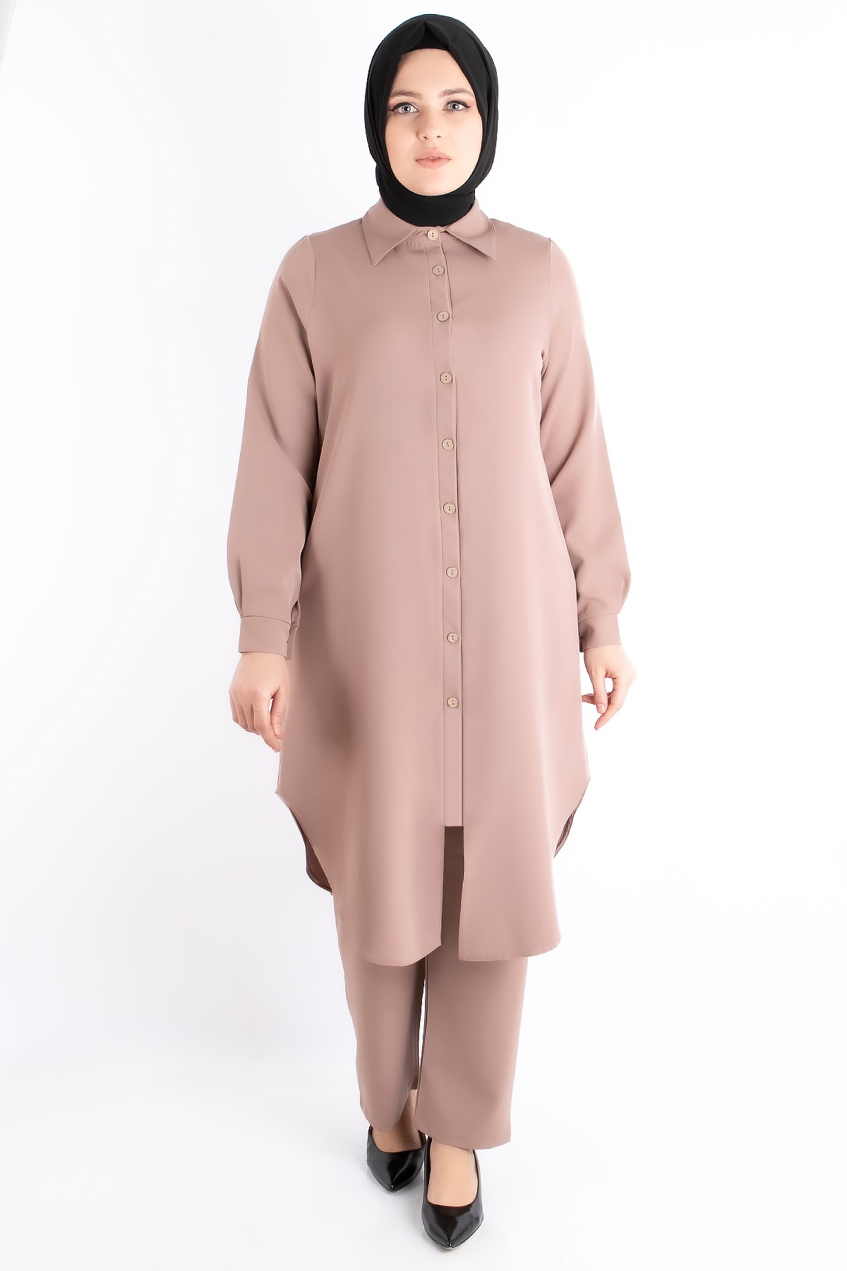 Double Trousers Tunic Suit Mink FHM738FHM738-VİZONFahima