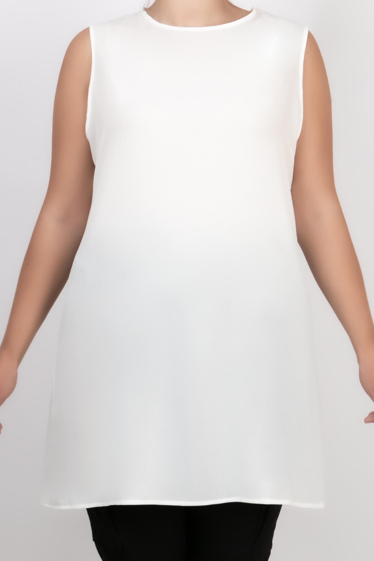 Shirt - Crepe - Unlined - Crew Neck - Ecru - FHM522FHM740-EKRUFahima