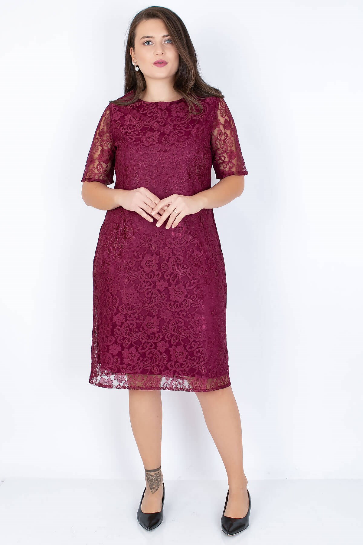 Robe Dentelle Couleur Prune FHM758