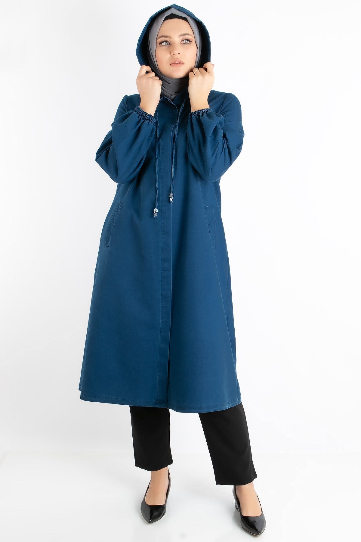 Büyük Beden Düğmeli Mavi Kap FHM765FHM765-MAVİFahima