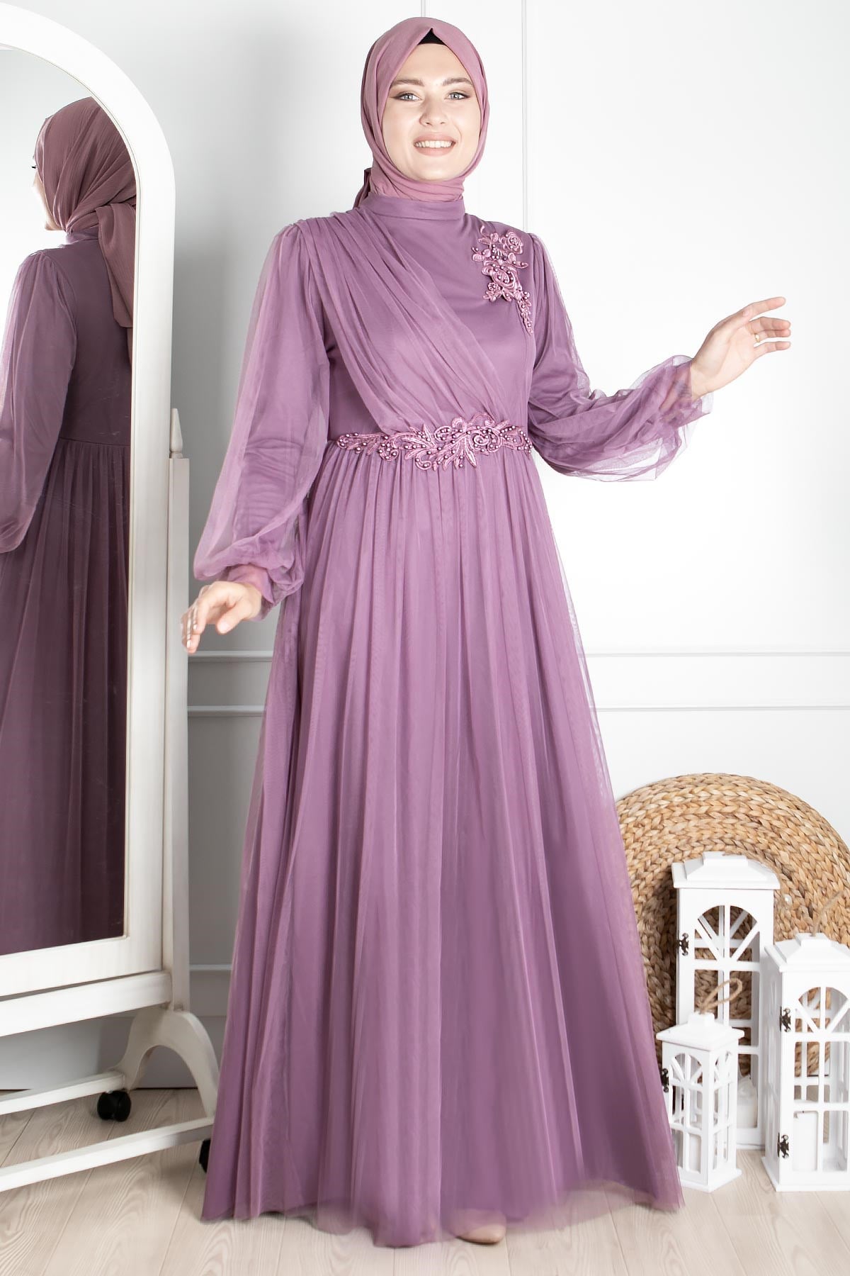 Güpürlü Tül Abiye Lila FHM844FHM844-LİLAFahima