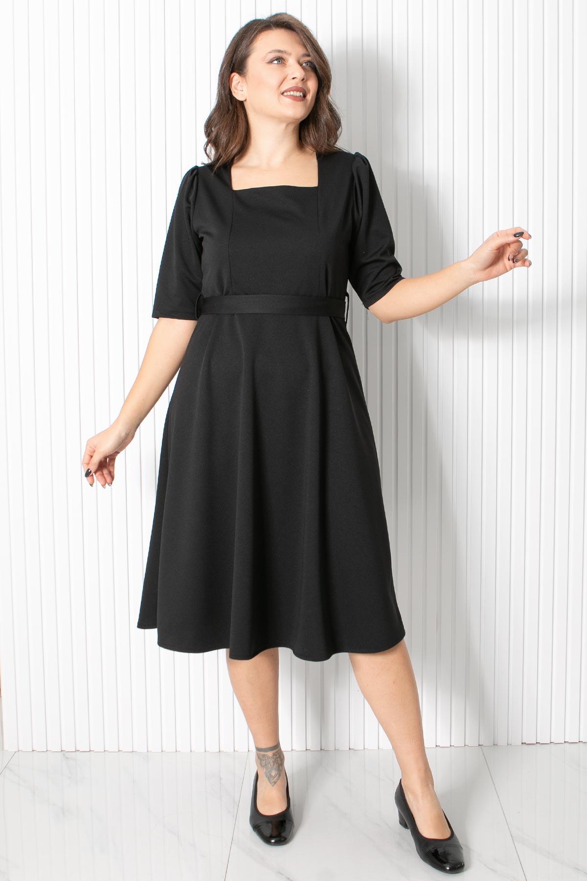 Robe de soirée avec ceinture Noir FHM904