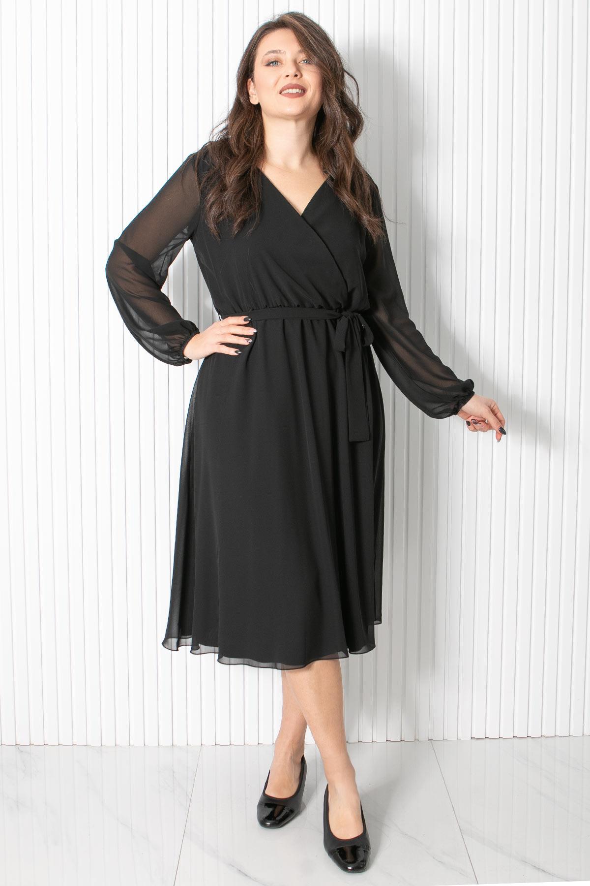 Kemer Detaylı Şifon Abiye Elbise Siyah FHM916FHM916-SİYAHFahima