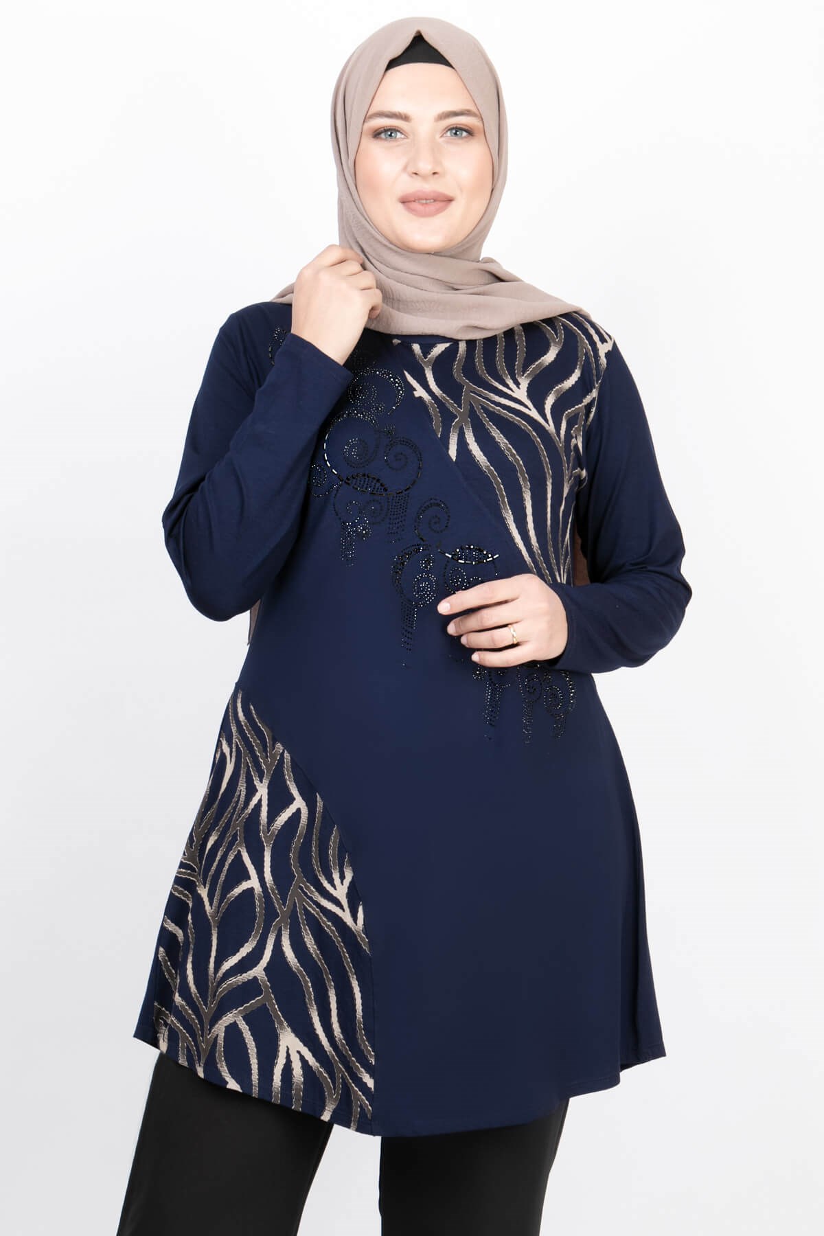 Taş Baskı Viskon Tunik Lacivert KYL06KYL06-LACİVERTKYL