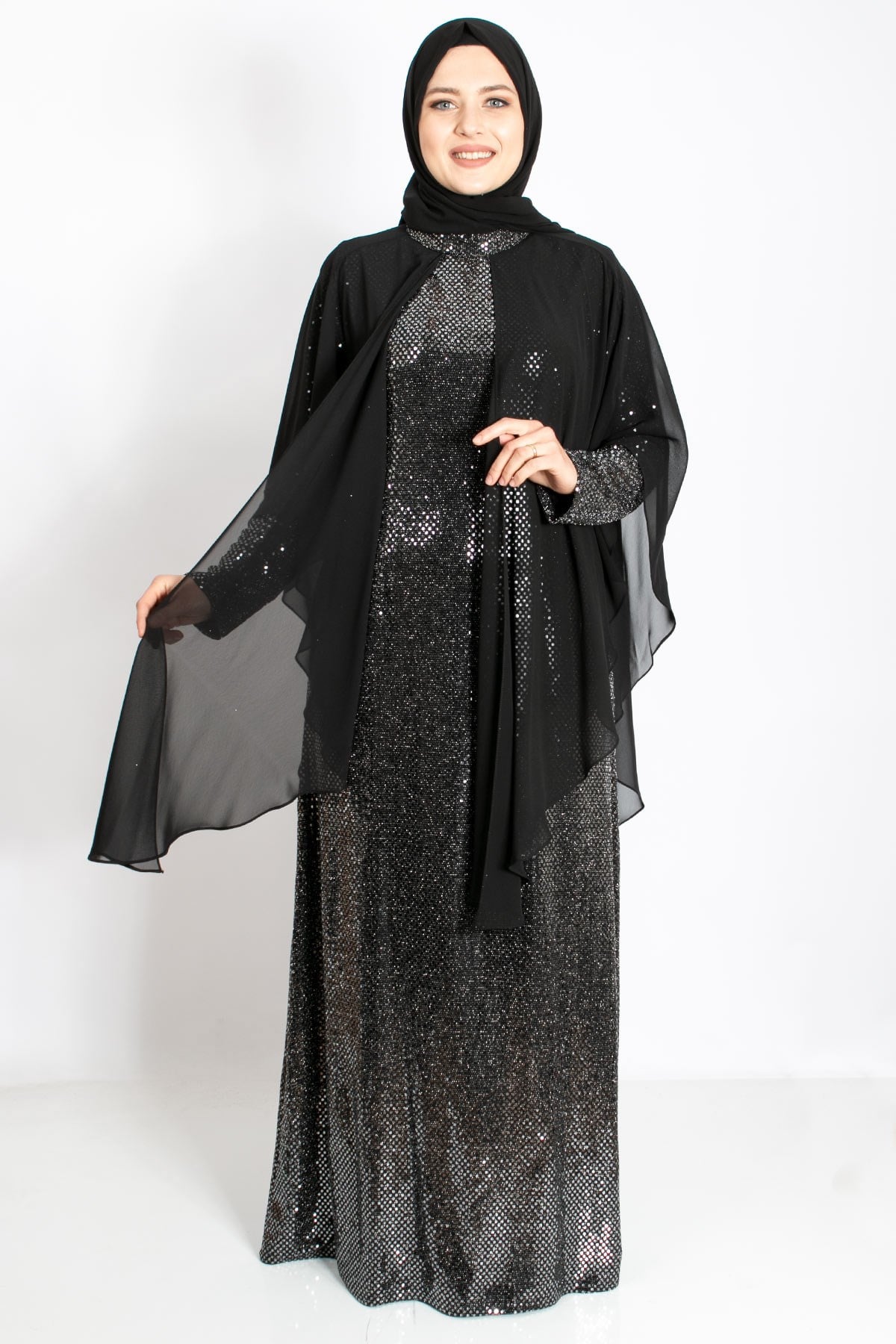 Pelerin Detay Pul Payet Abiye Gümüş MDA2134MDA2134-GÜMÜŞMDA