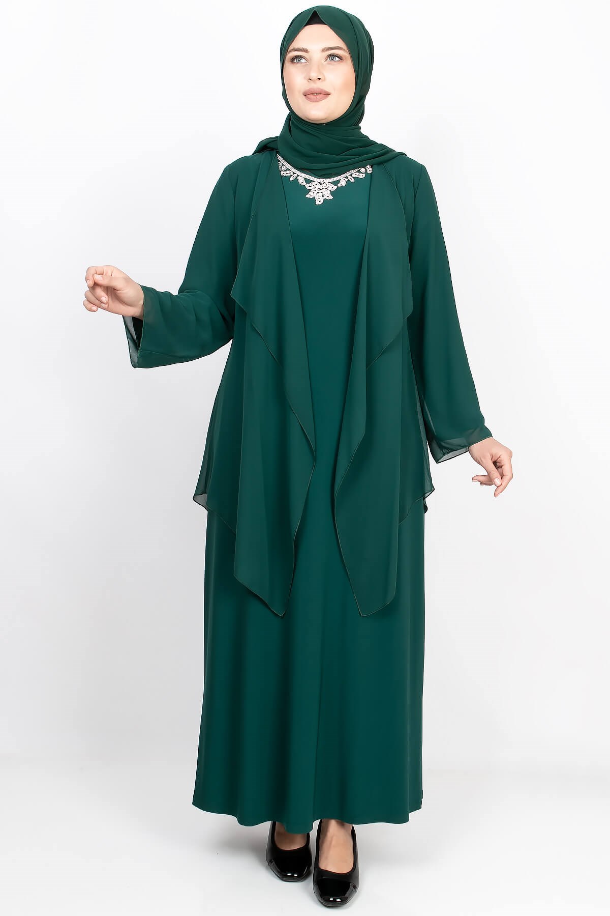 Kolye Detaylı Abiye Elbise Zümrüt MDA2169MDA2169-ZÜMRÜTMDA