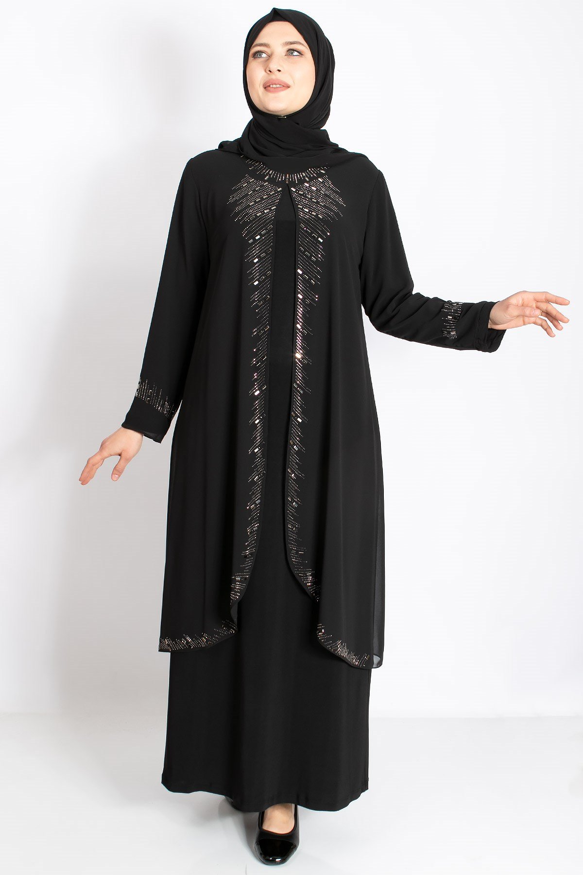 Taş İşleme Detaylı Abiye Siyah MDA2224MDA2224-SİYAHMDA