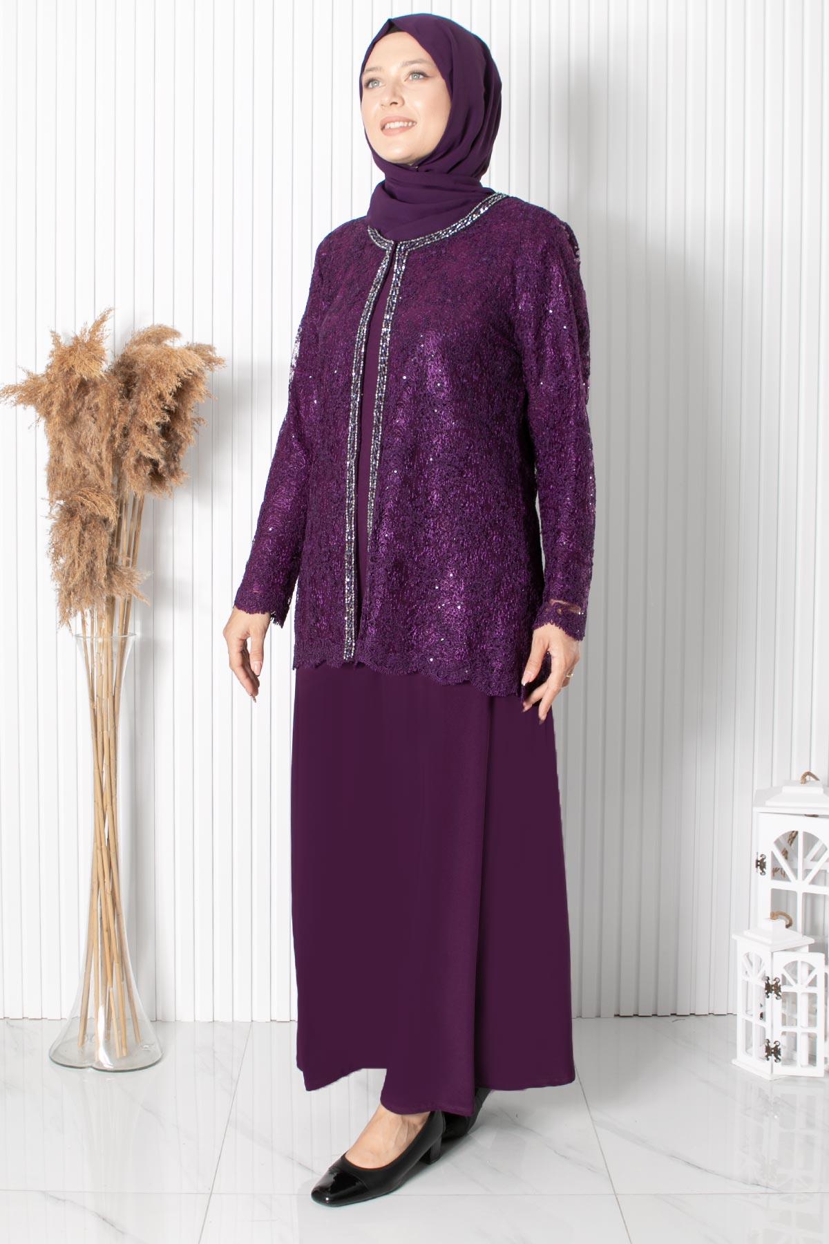 Abendkleid mit Spitze und Pailletten in Pflaume MDA2311
MDA2311-MÜRDÜMMDA