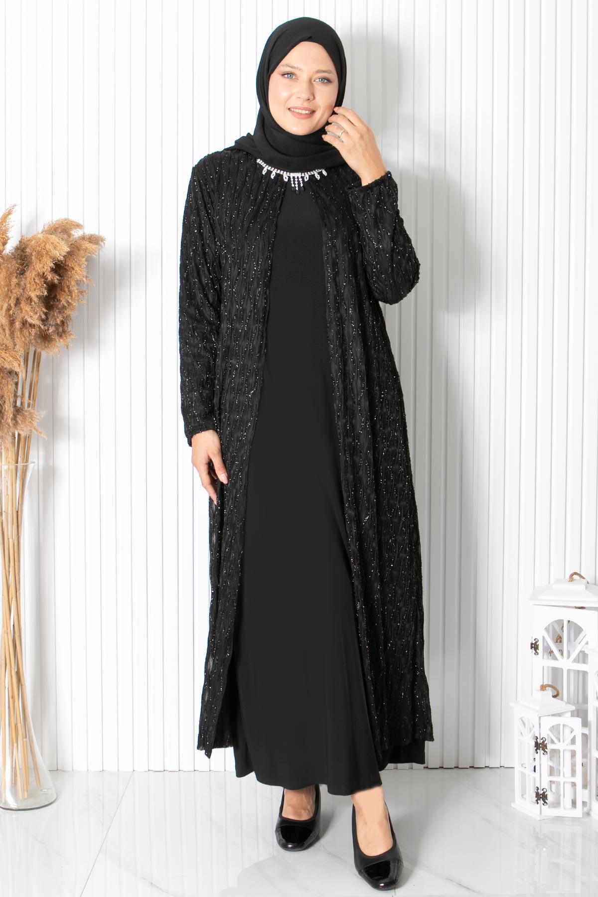 KOLYE DETAYLI ABİYEMDA2323-SİYAHMDA