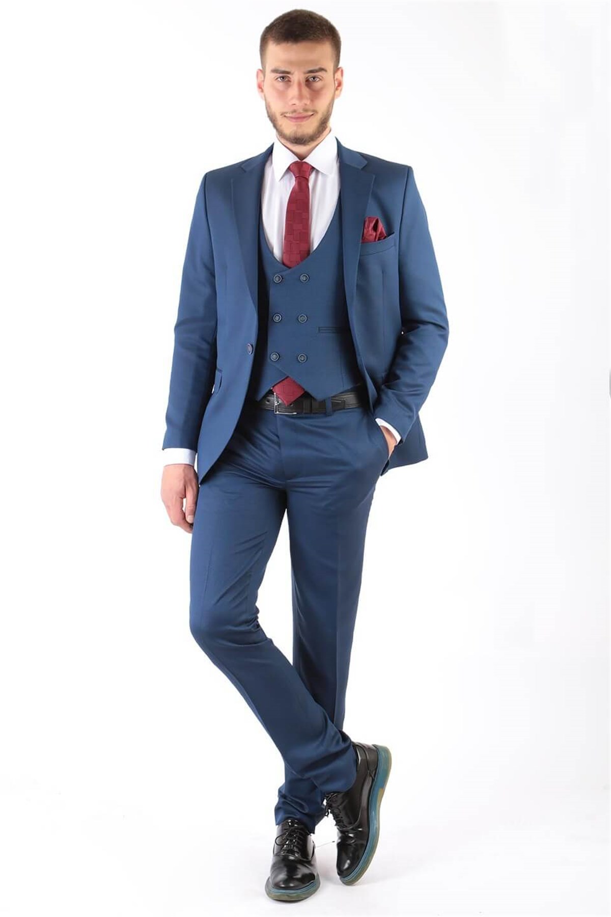 Pants - Vest - Jacket - 3 Piece Suit - Lined - Royal Blue -  MDV100MDV100-SAKSModaviki
