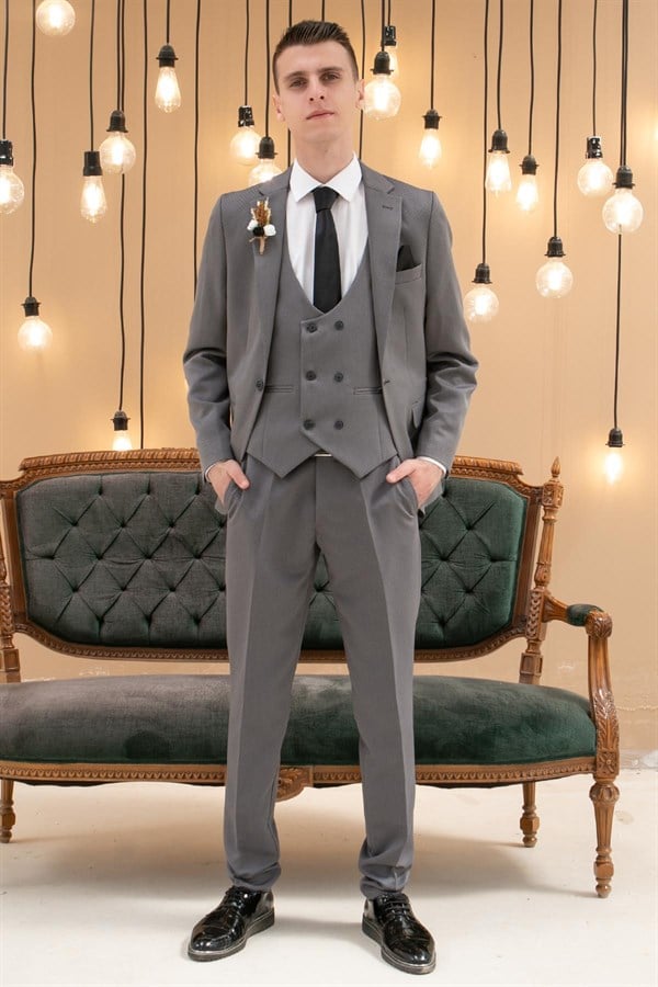 Pantalon - Gilet - Veste - 3 Piece Suit - Doublure - Anthracite - MDV101MDV101-ANTRASİTModaviki