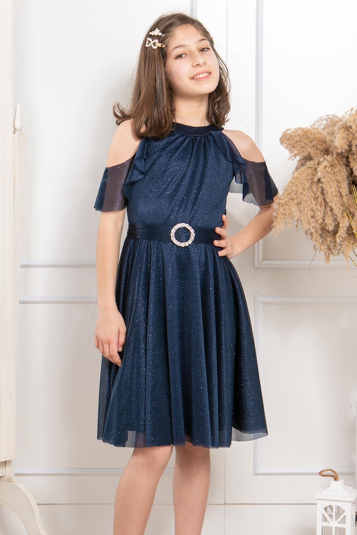 SİMLİ TÜL ÇOCUK ABİYEMDV310-LACİVERTModaviki