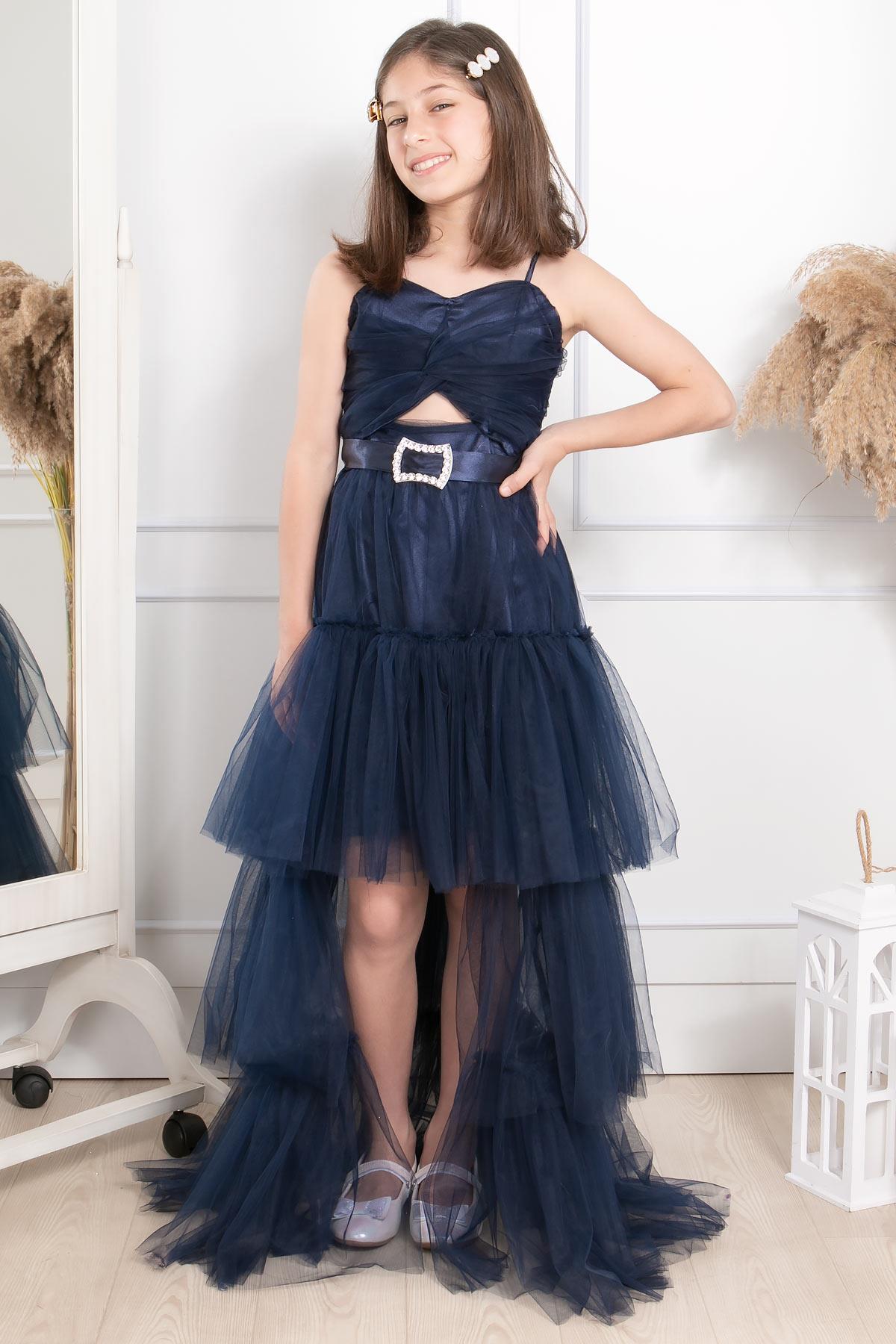 TAŞ DETAYLI TÜL ABİYEMDV316-LACİVERTModaviki