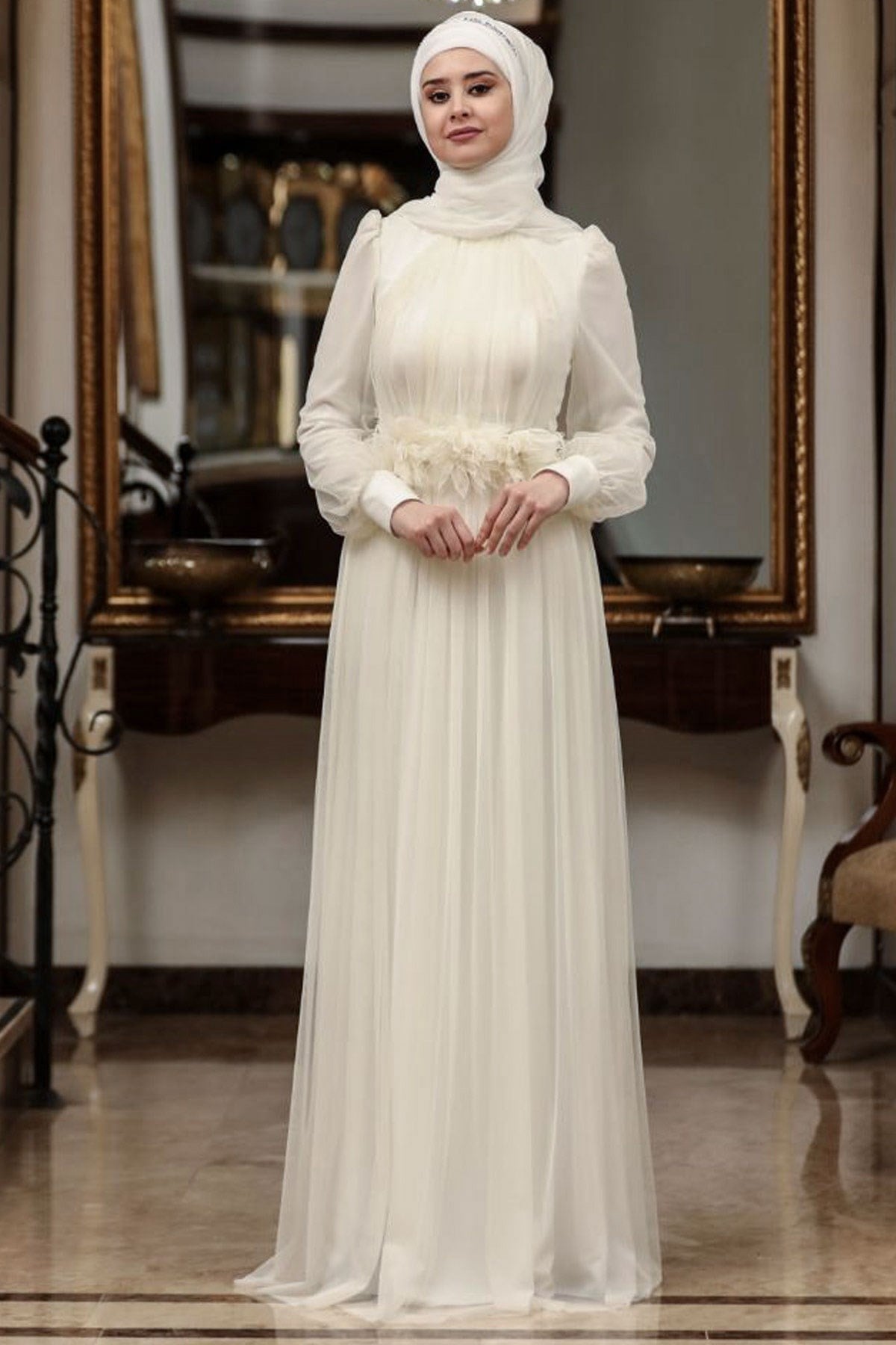 ÇİÇEK ABİYESN38-EKRUSefanisa