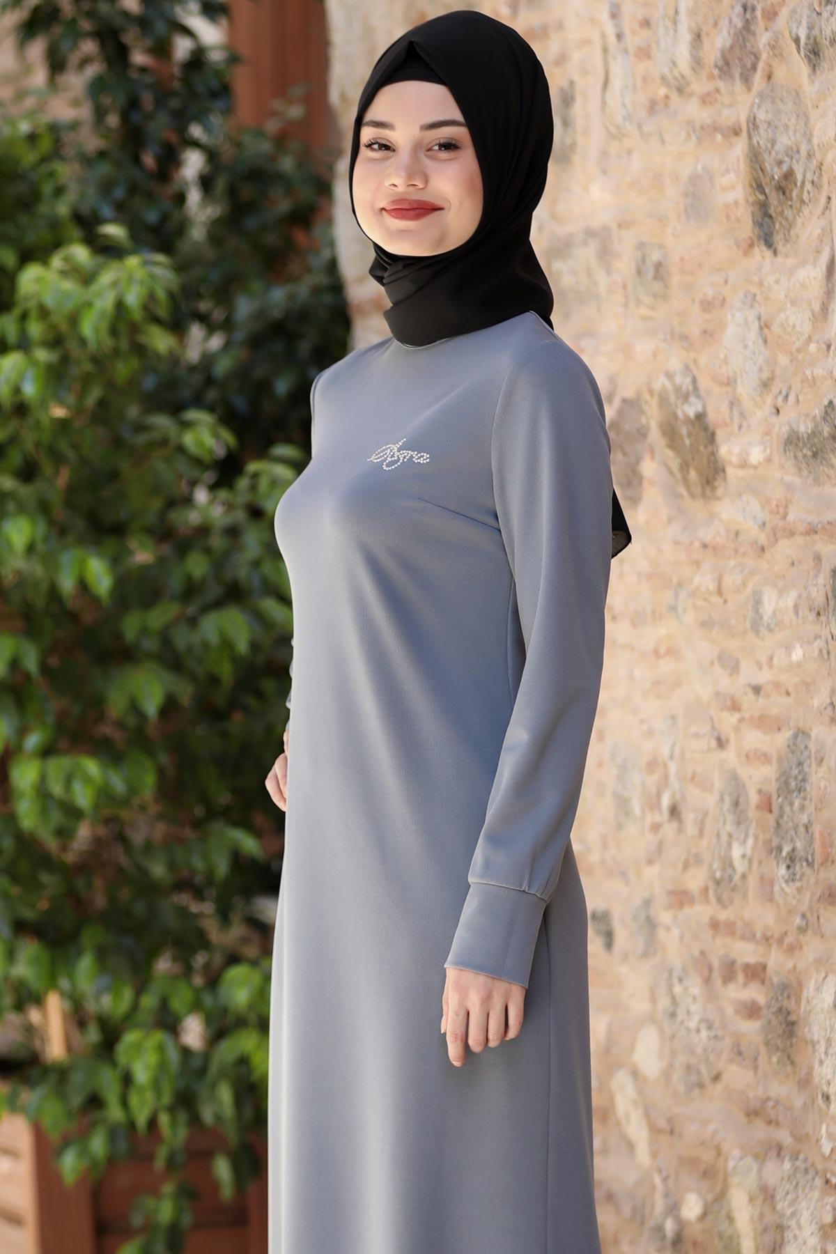 AZRA ELBİSESN62-GRİSefanisa