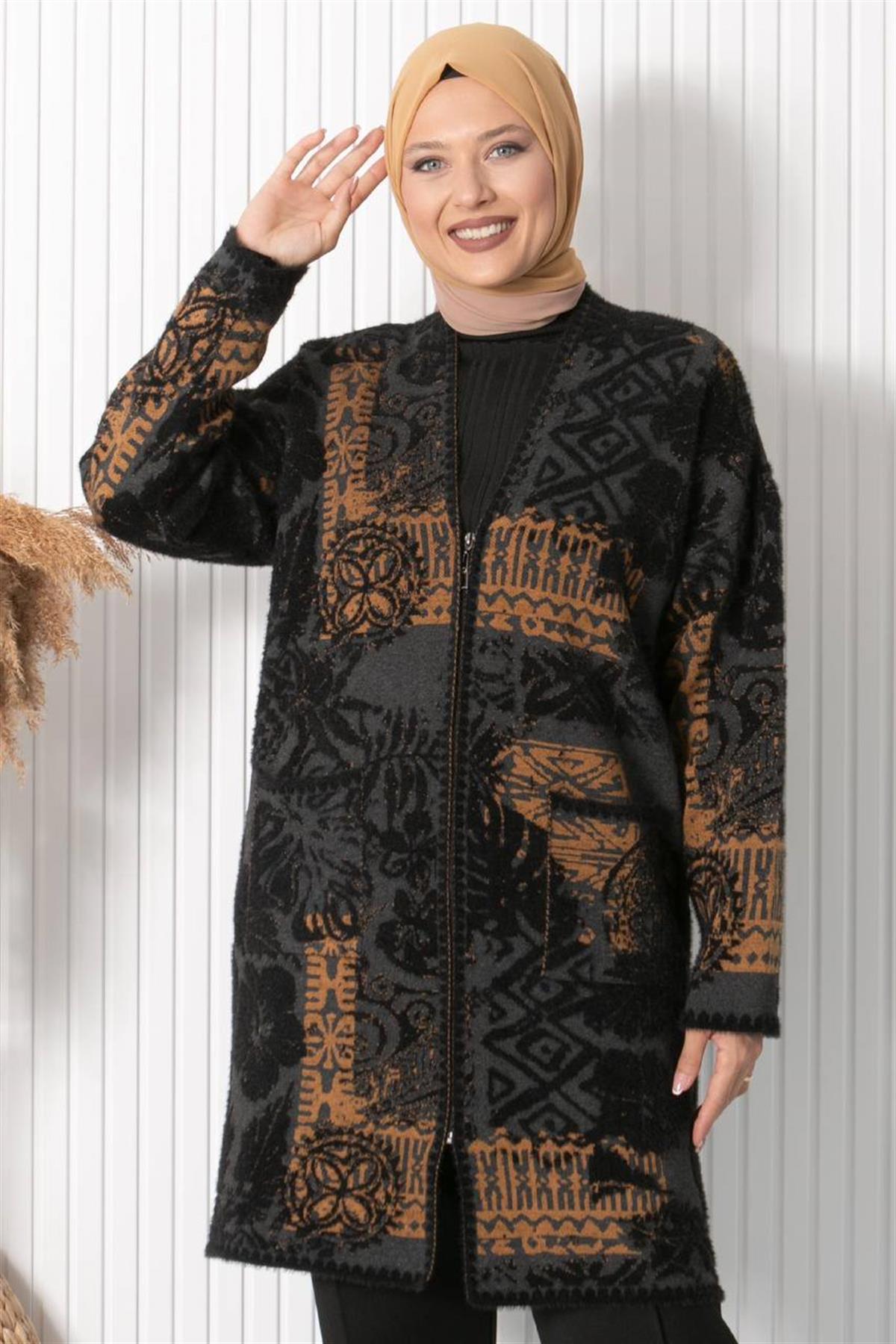 DESENLİ TRİKO CEKETT026-ANTRASİTFahima Elite