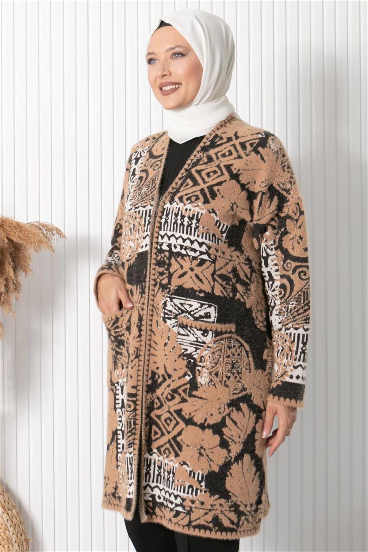 DESENLİ TRİKO CEKETT026-BEJFahima Elite