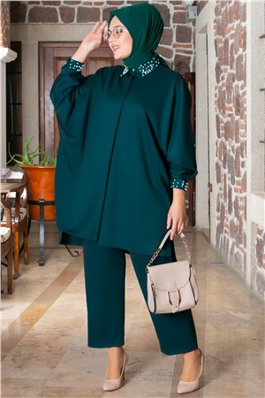 Pearl Detailed Suit Emerald FHM810FHM810-ZÜMRÜTFahima