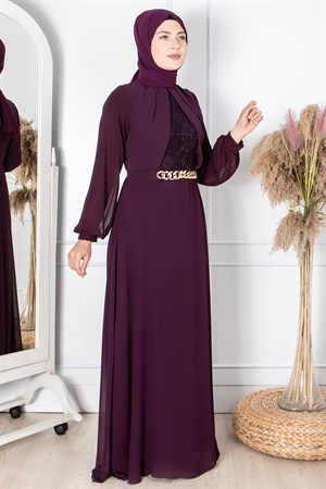 Zincir Kemer Detaylı Abiye Mürdüm FHM860FHM860-MÜRDÜMFahima