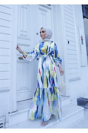 DESENLİ DİJİTAL BASKI SATEN ELBİSEHMA96-MAVİHümeyra Arslan