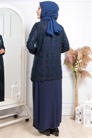 TAŞ İŞLEMELİ ABİYEMDA2309-LACİVERTMDA