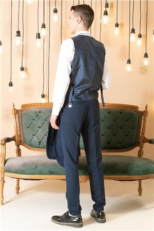 Pantalon - Gilet - Veste - 3 Piece Suit - Doublure - Bleu Marin - MDV101MDV101-LACİVERTModaviki