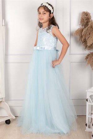 Tulle Children's Evening Dresses with Lace Details Baby Blue MDV304MDV304-BEBE MAVİModaviki