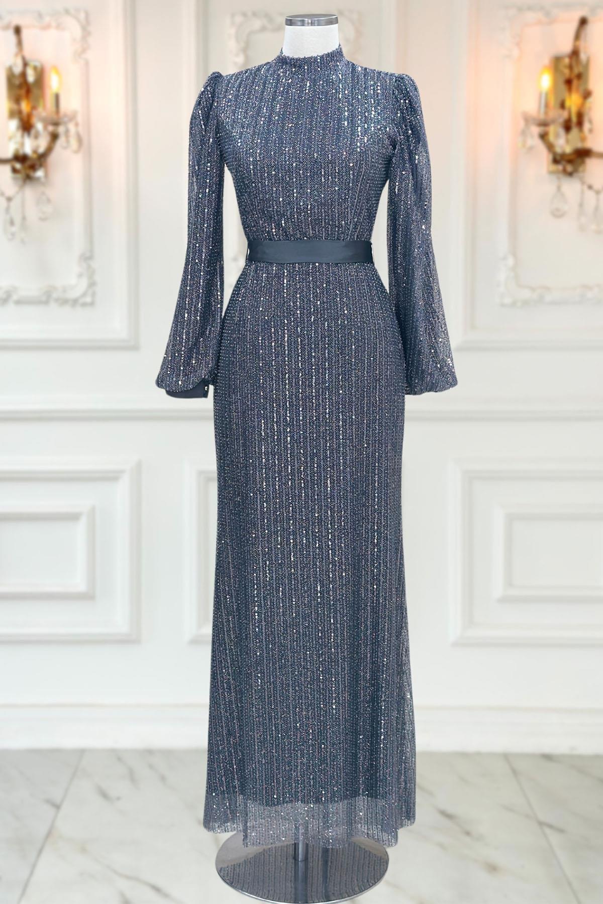 Kayra Tesettür Abiye Siyah AMH1024AMH1024-ANTRASİTAmine Hüma