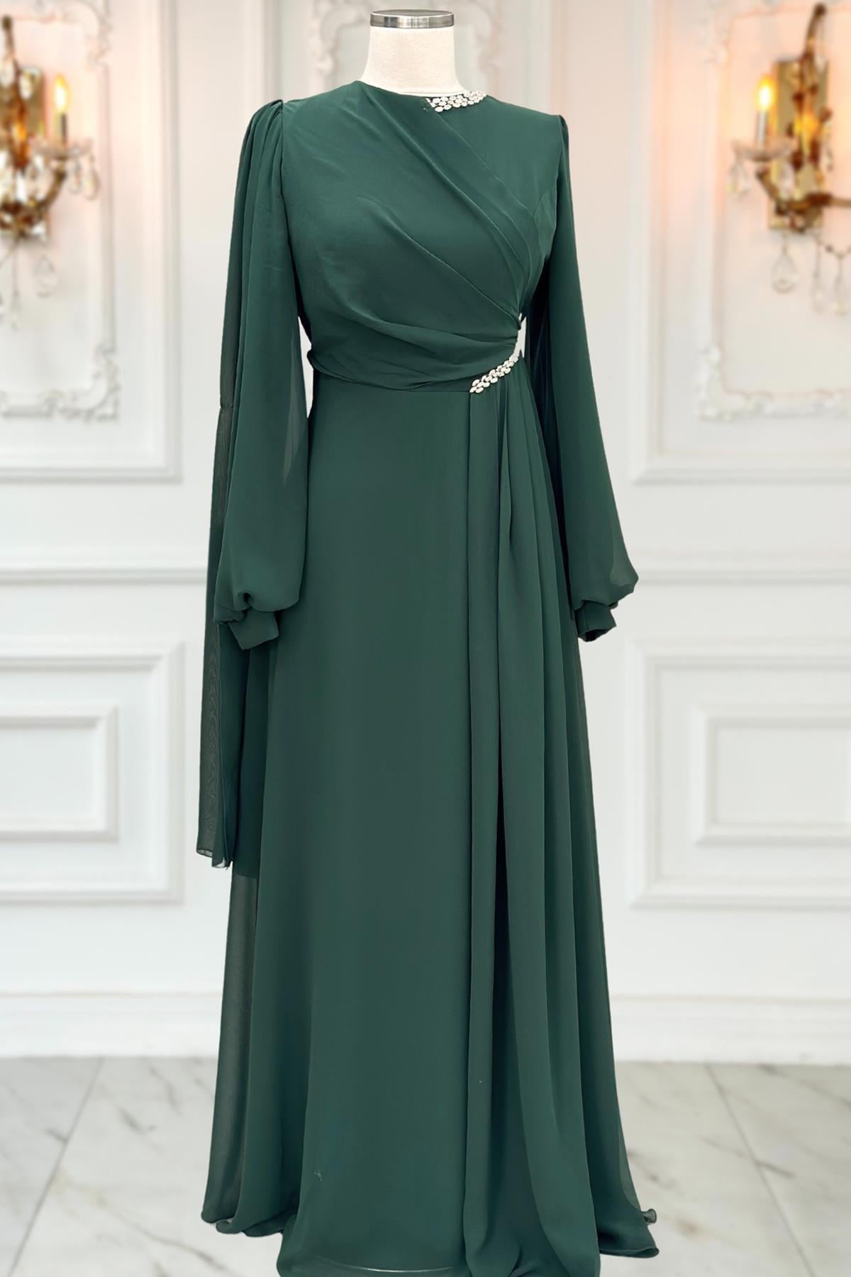 Feza Abiye Elbise Zümrüt AMH1060AMH1060-ZÜMRÜTAmine Hüma