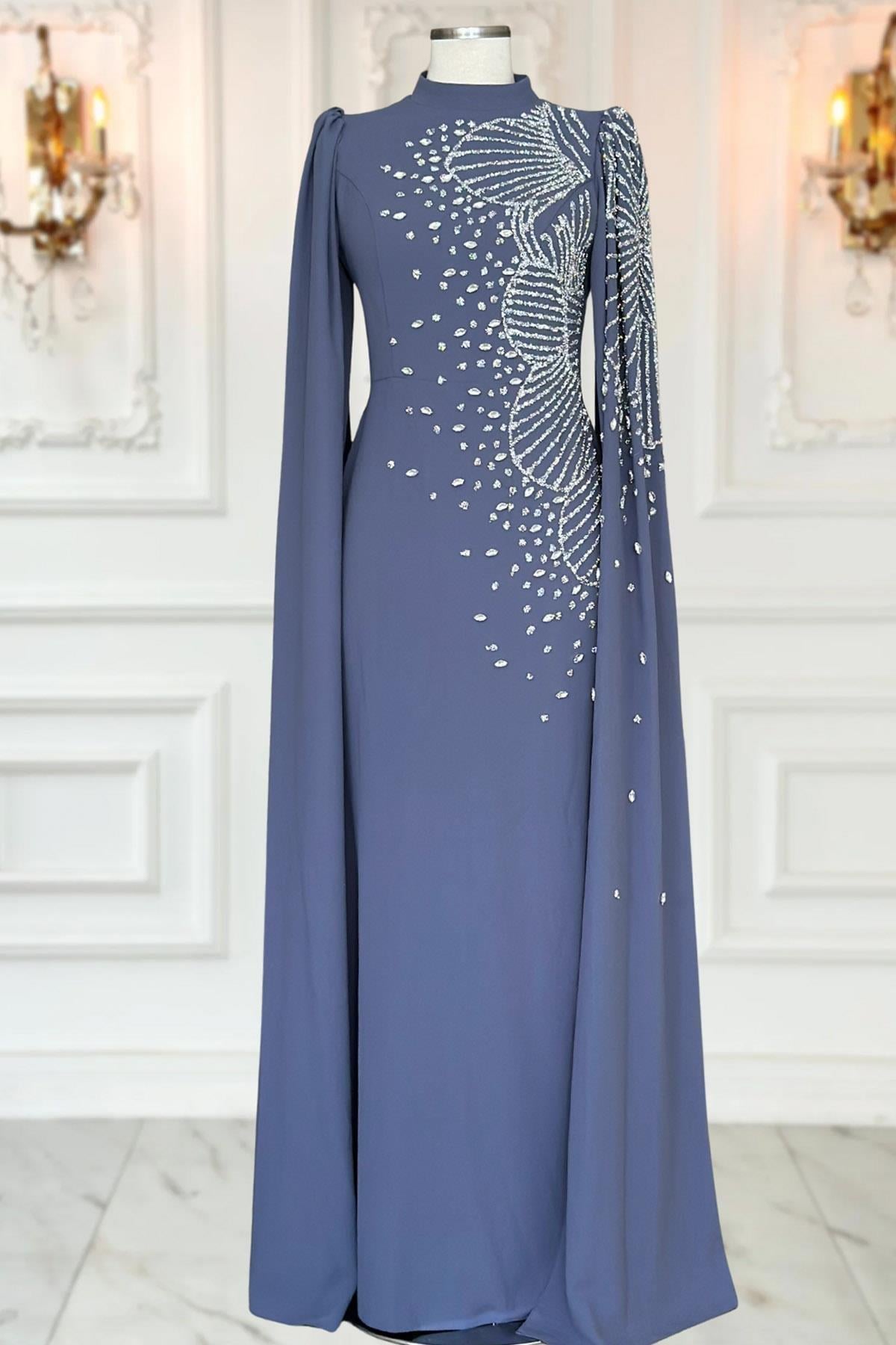 Hüsna Abiye İndigo AMH1078AMH1078-İNDİGOAmine Hüma