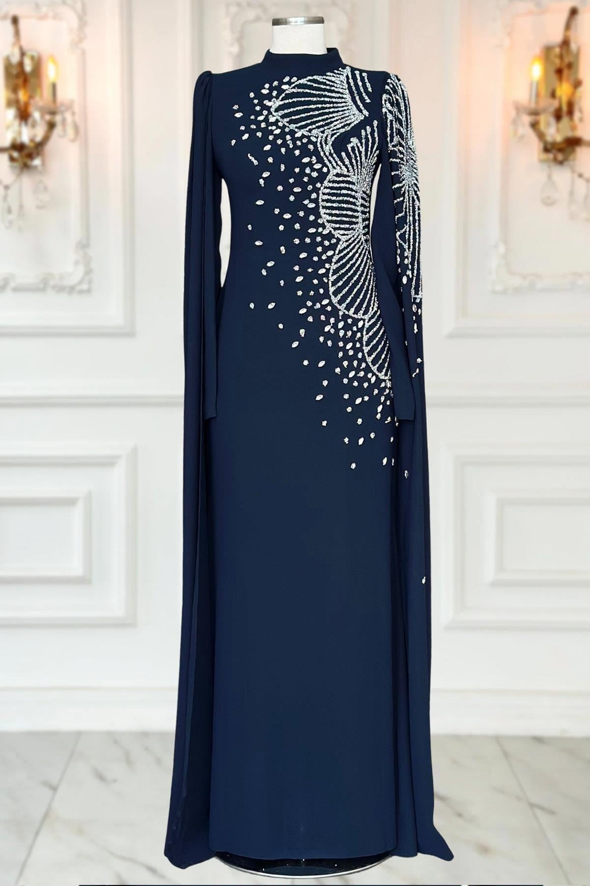 Hüsna Abiye Lacivert AMH1078AMH1078-LACİVERTAmine Hüma