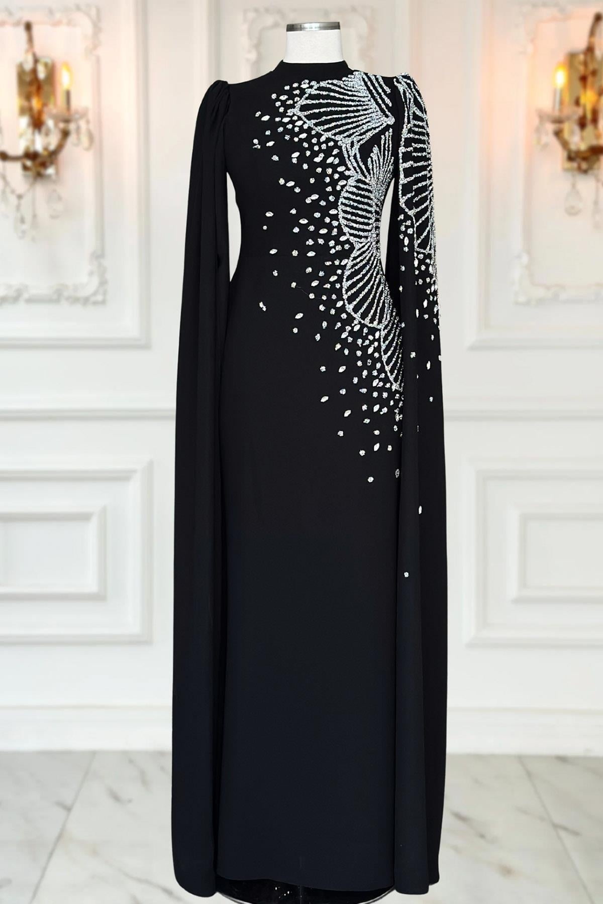 Hüsna Abiye Siyah AMH1078AMH1078-SİYAHAmine Hüma