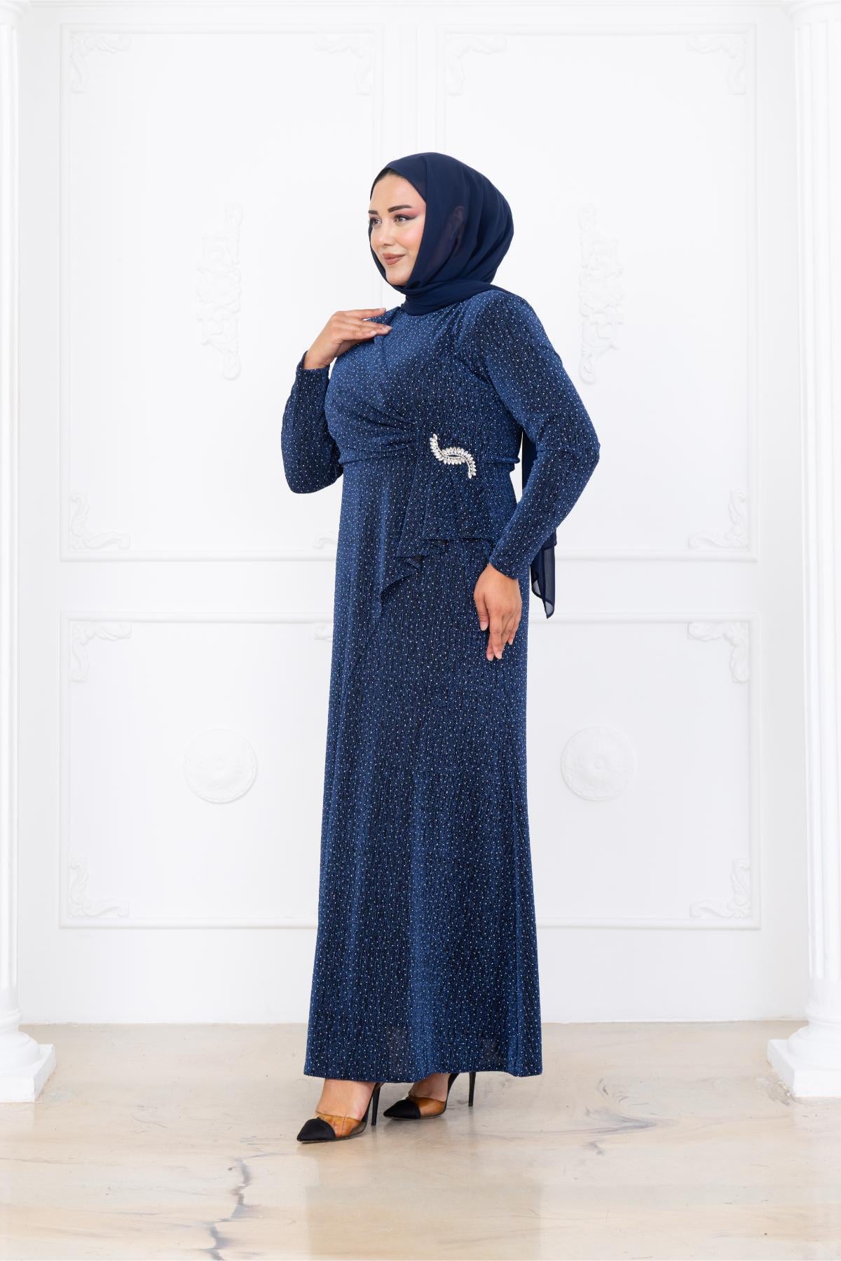 Roza Tesettür Abiye AMH1098-SAKSAmine Hüma