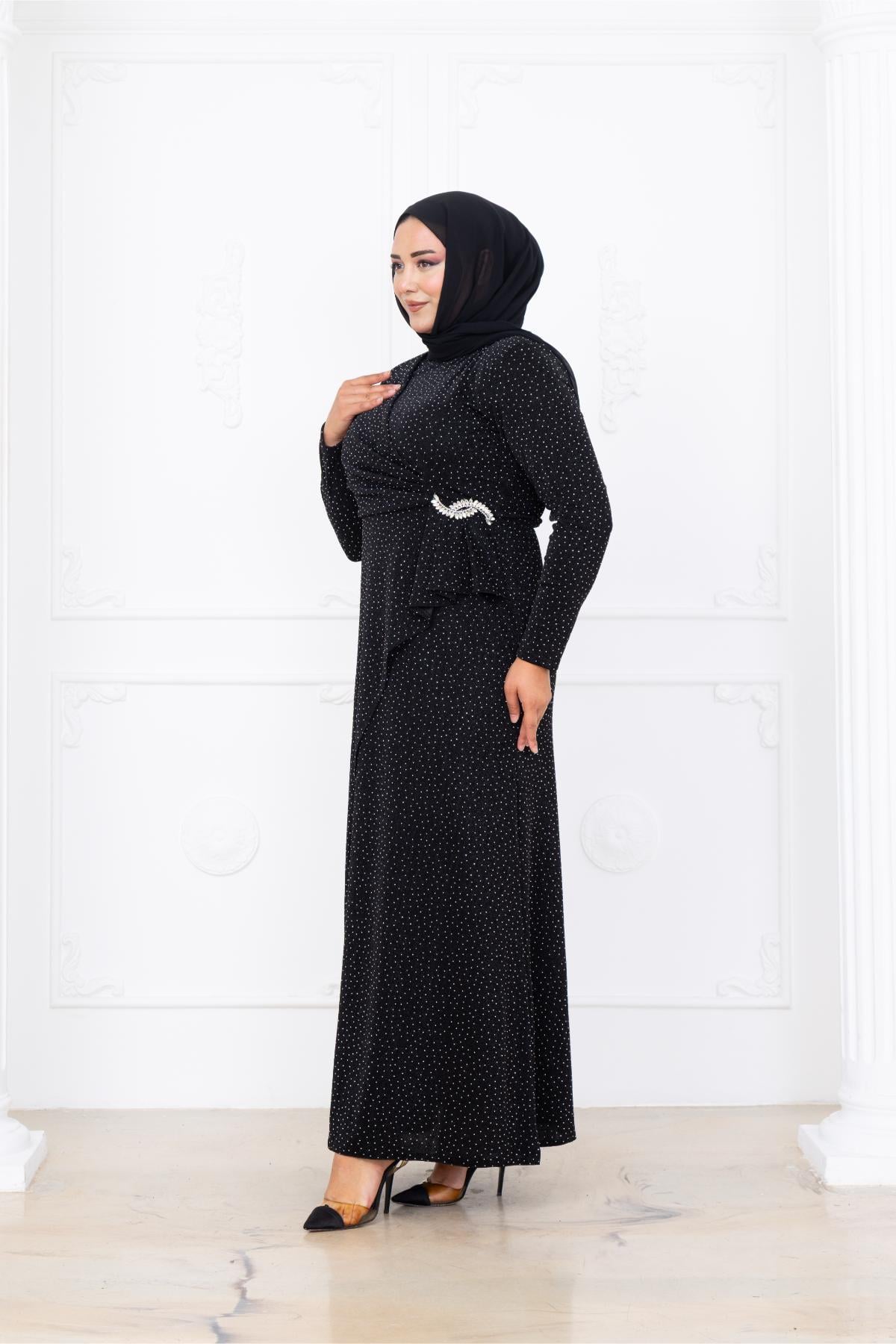 Roza Tesettür Abiye AMH1098-SİYAHAmine Hüma