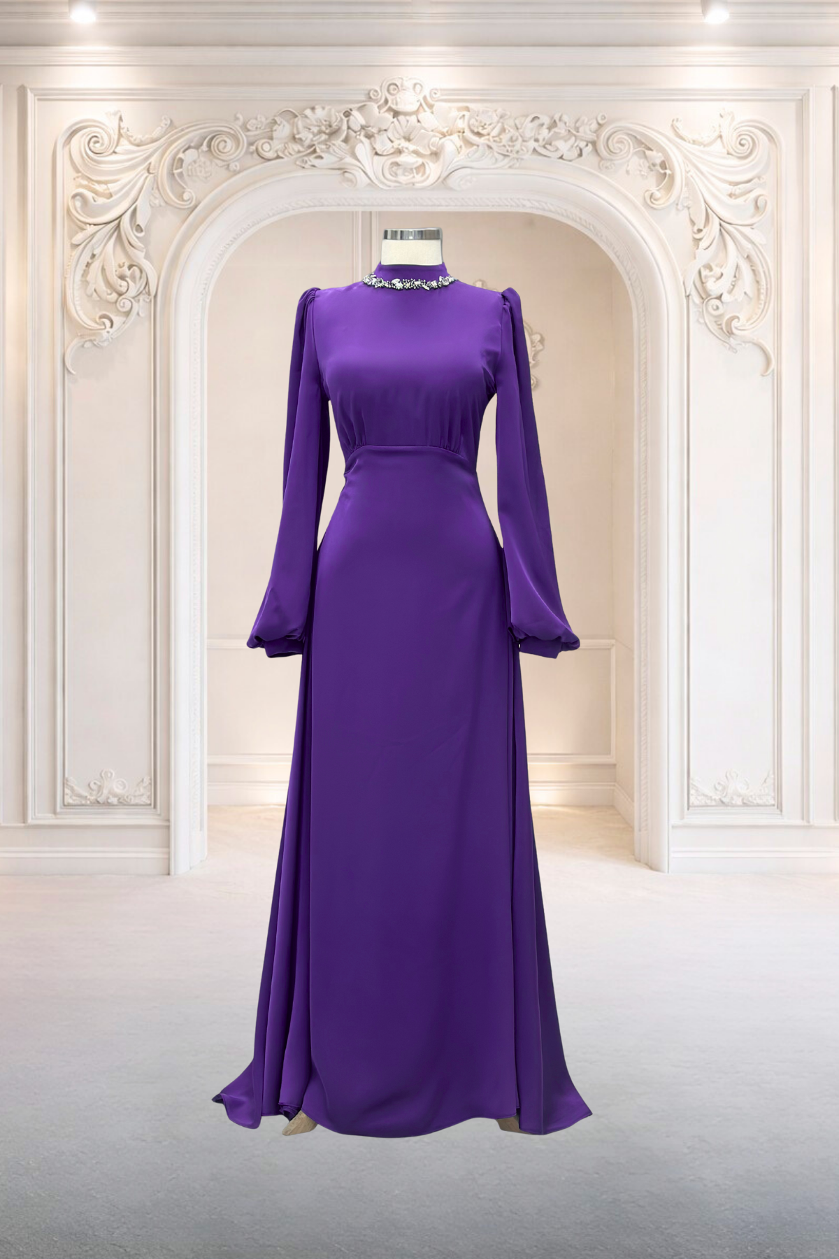 Rüya Saten Abiye Elbise Mürdüm AMH1140AMH1140-MürdümAmine Hüma