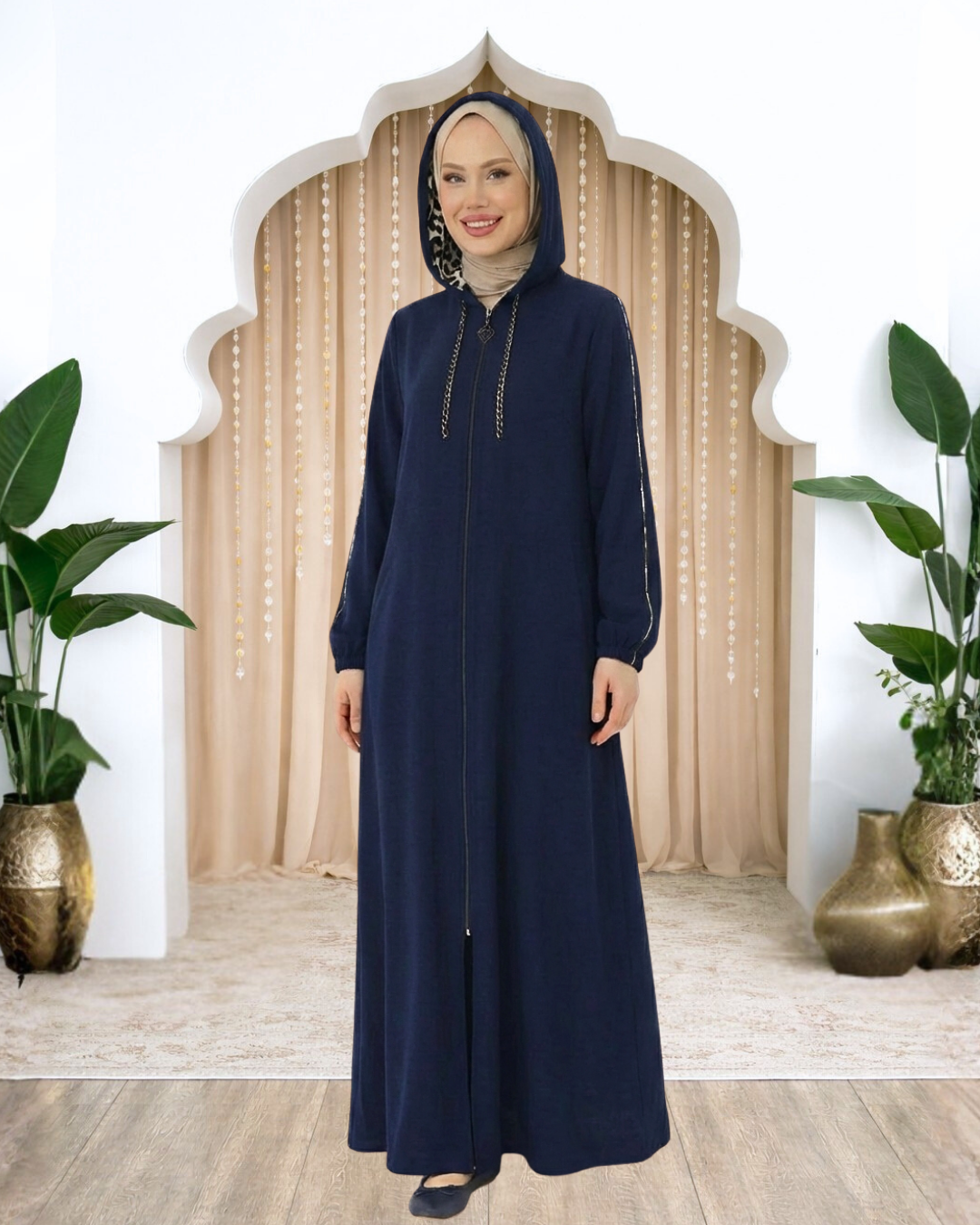 Elif Çıkarılabilir Kapüşonlu Ferace Lacivert AMH1148AMH1148-LacivertAmine Hüma