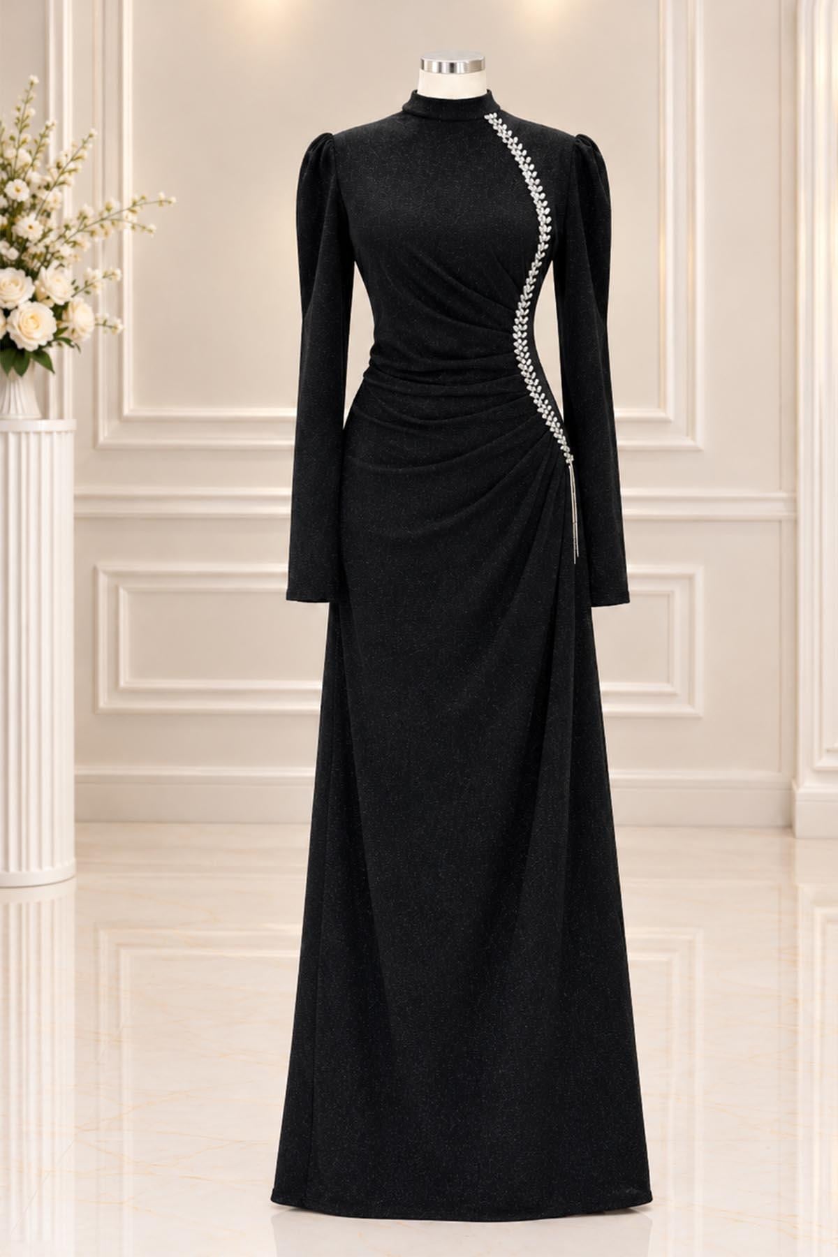 Didem Tesettür Abiye Siyah AMH1192AMH1192-SİYAHAmine Hüma