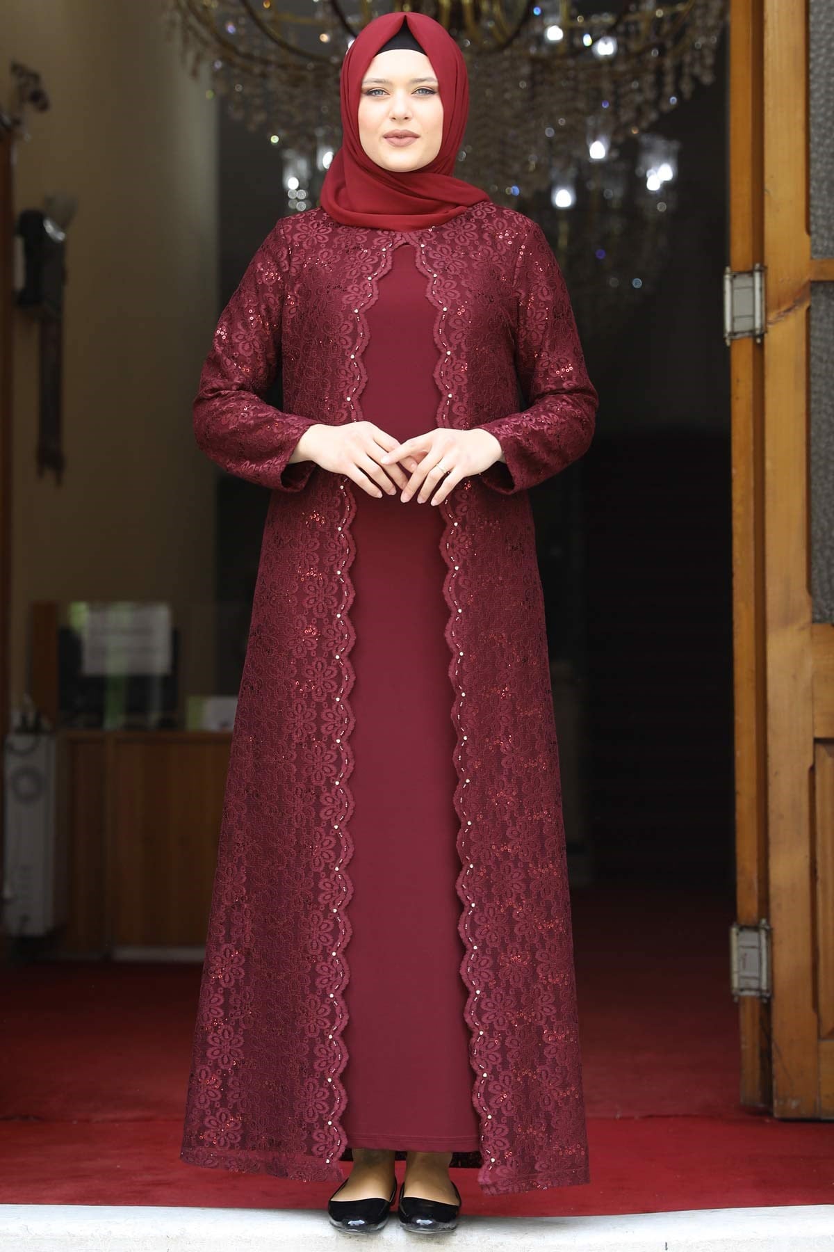 Papatya - Elbise - Bordo - AMH502