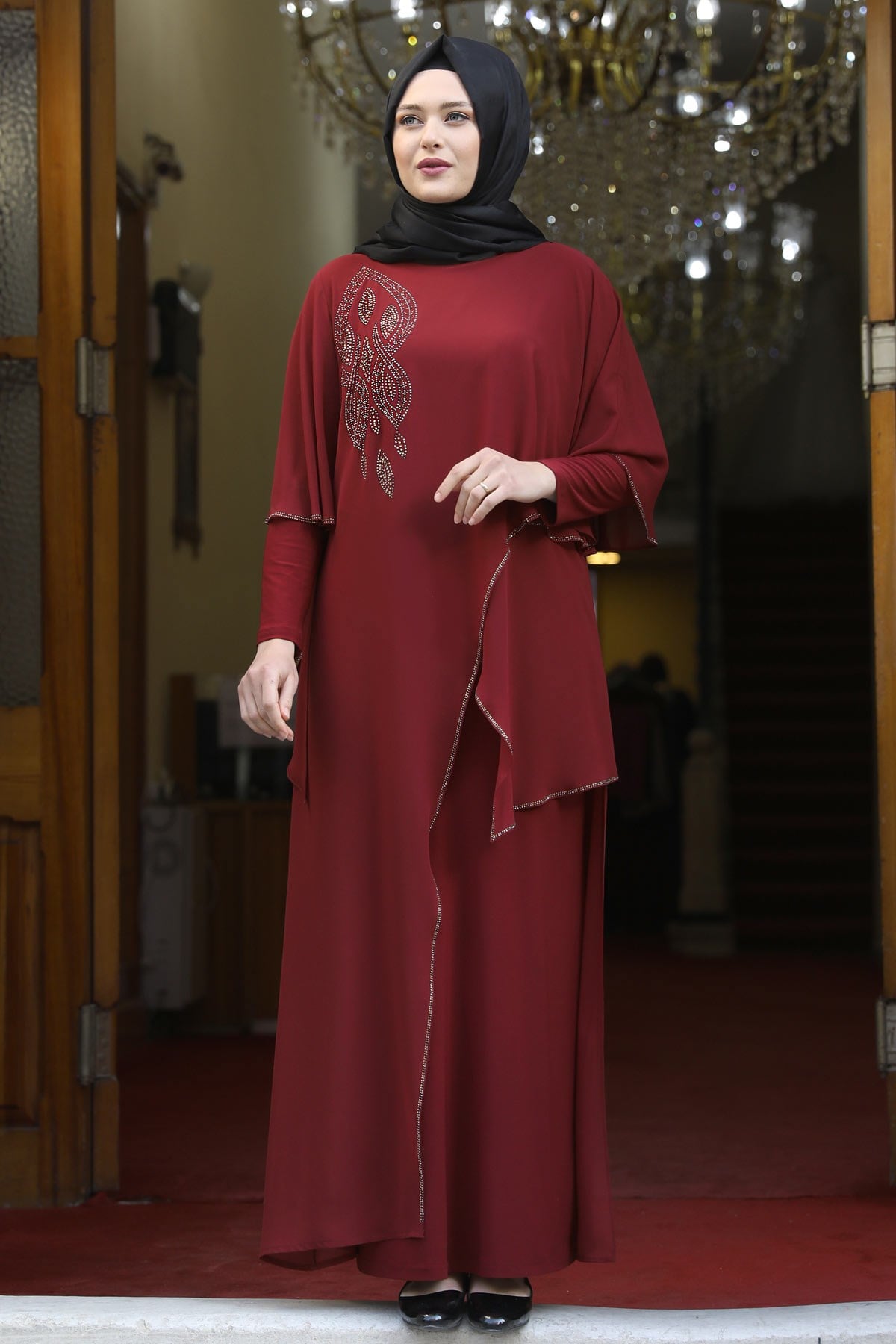 Aylin  Abiye Bordo AMH620