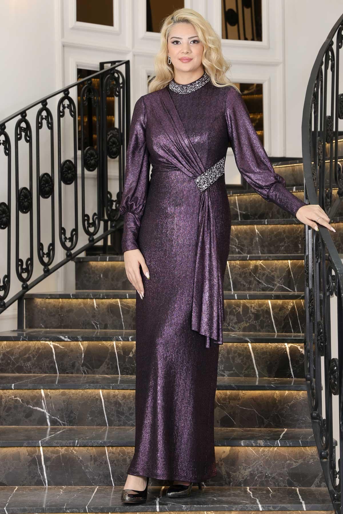 AÇELYA SARKAÇLI TAŞLI ABİYE ELBİSEELB74-MORElben